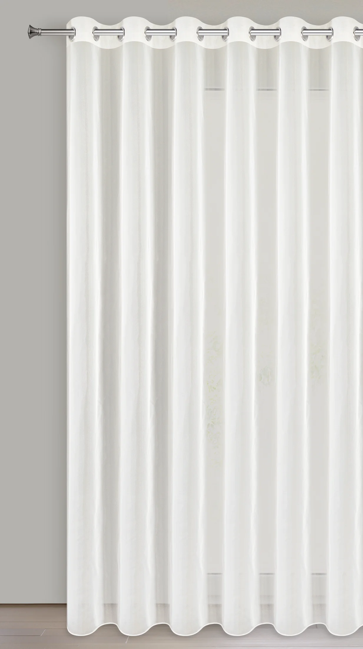 Firana kremowa z gładkiego mlecznego woalu wykończona szwem obciążającym VIOLET 500x240 cm przelotka