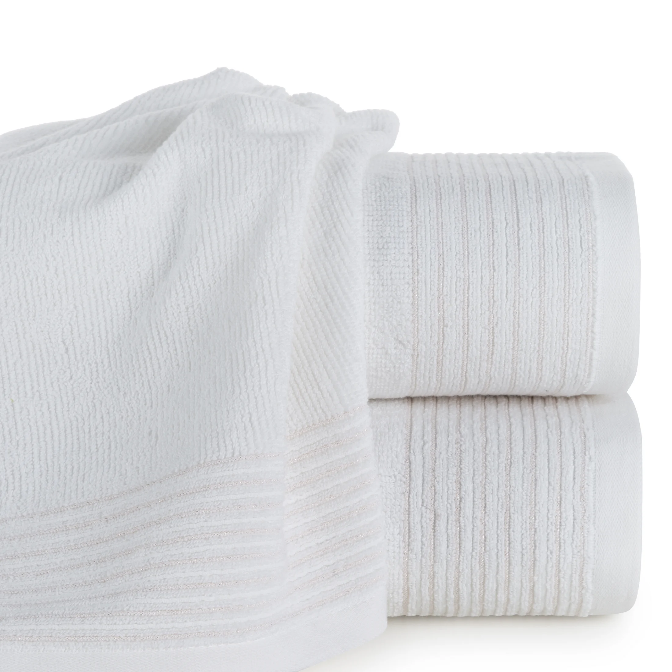 Ręcznik do rąk 30x50 cm bawełniany kolor biały zdobiony błyszczącą bordiurą 500 g/m2 LARI