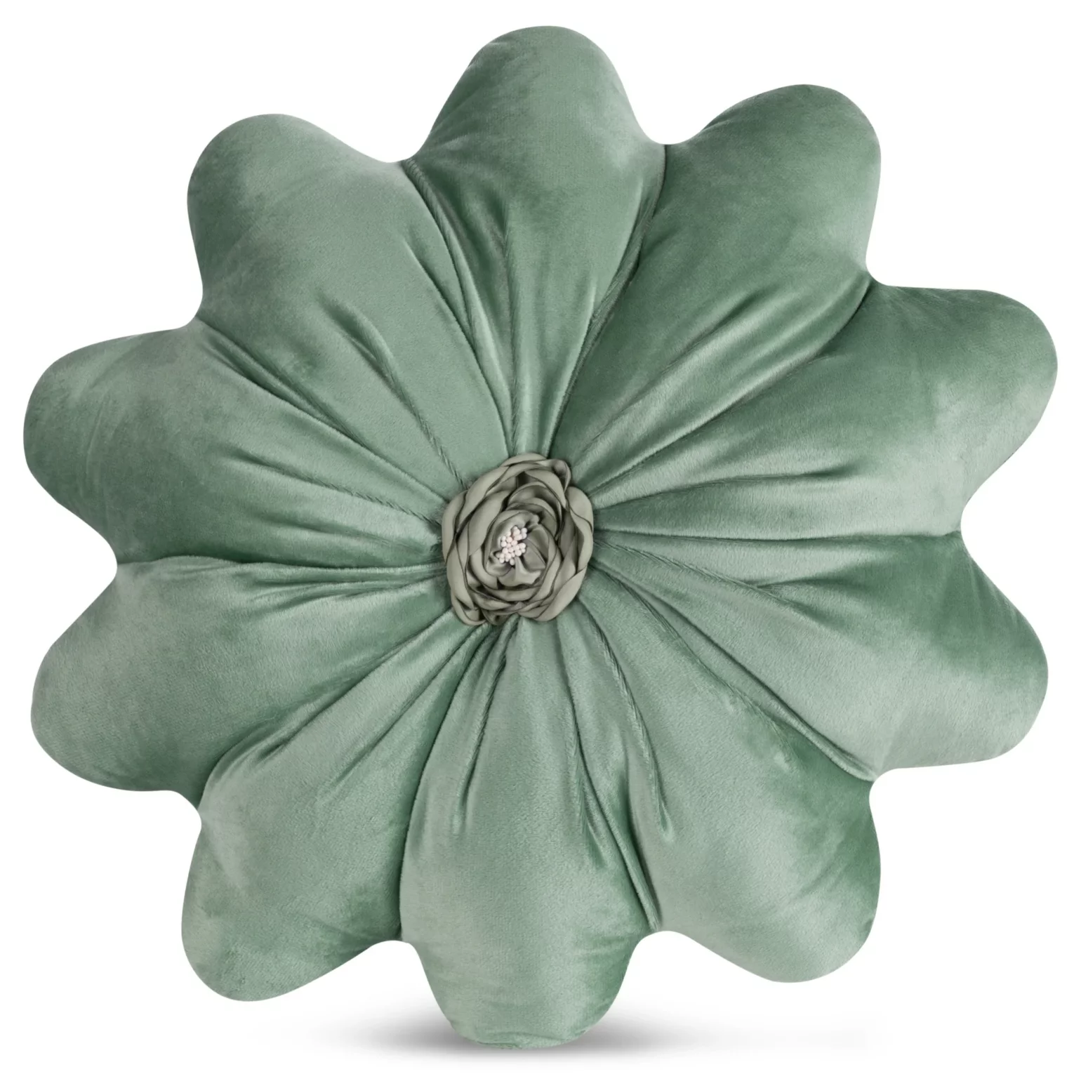 Poduszka w kształcie kwiatka o średnicy 40 cm welwetowa szałwiowa FLORES 5