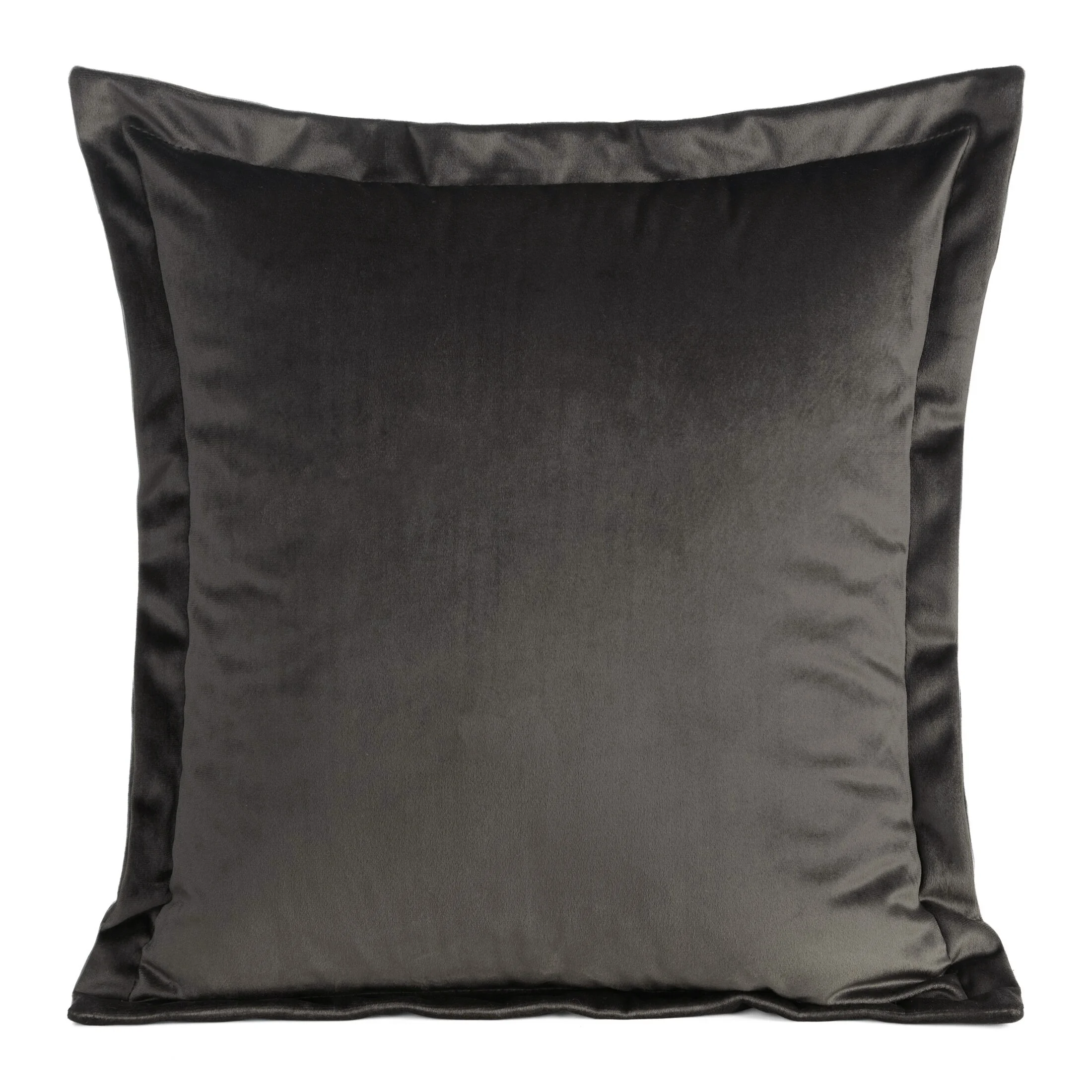 Poszewka na poduszkę 45x45 cm welwetowa grafitowa z ozdobnymi brzegami RIA Diva Line | eurofirany