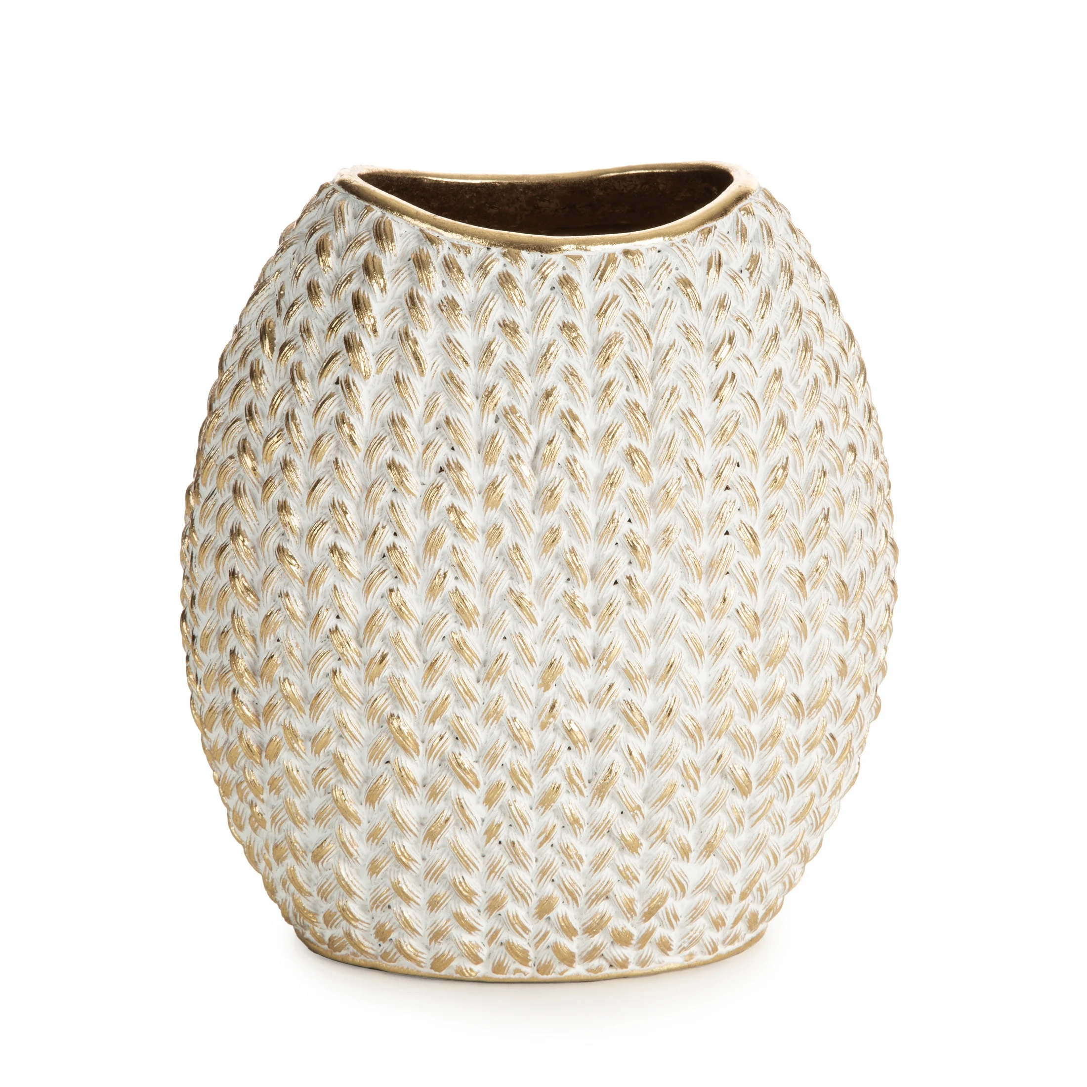 Wazon dekoracyjny MOLI zdobiony wzorem plecionego sweterka | eurofirany