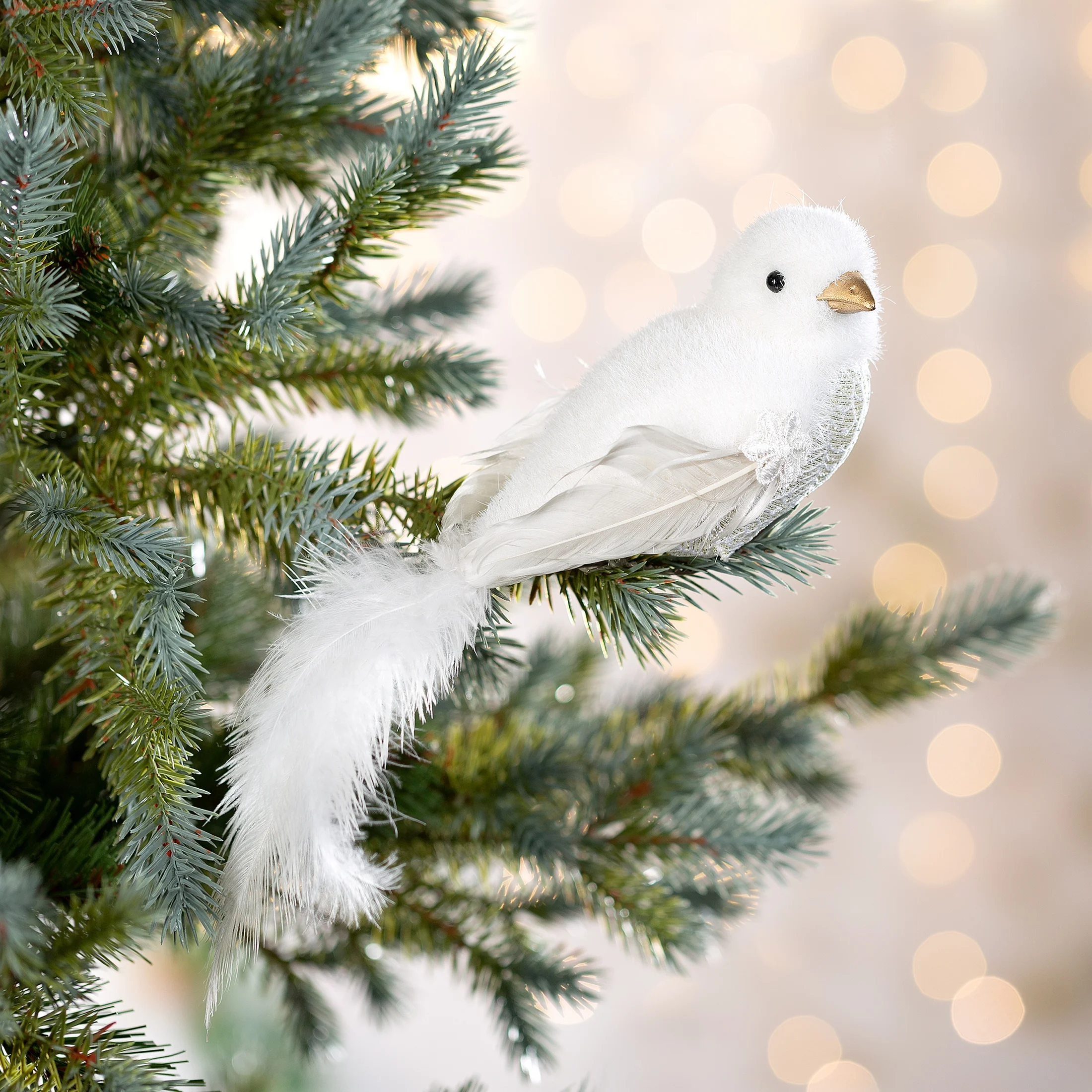 Figurka świąteczna PTAK z dodatkiem pięknych piór | eurofirany