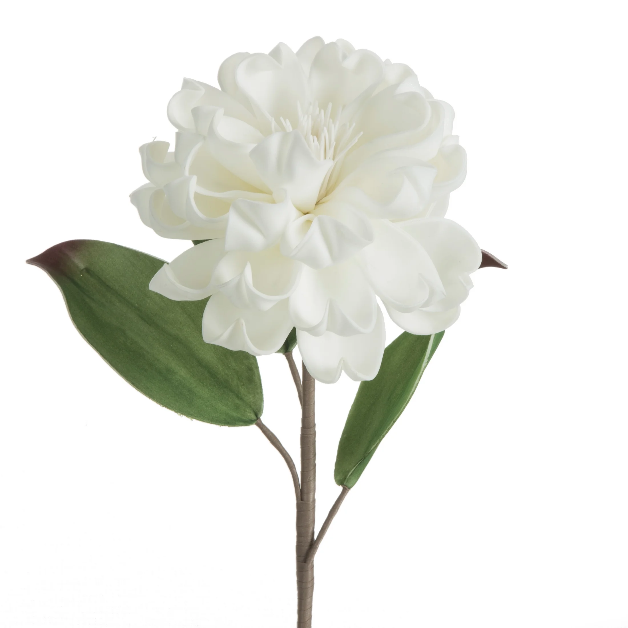 Kwiat sztuczny dalii biały z plastycznej pianki foamiran 65 cm