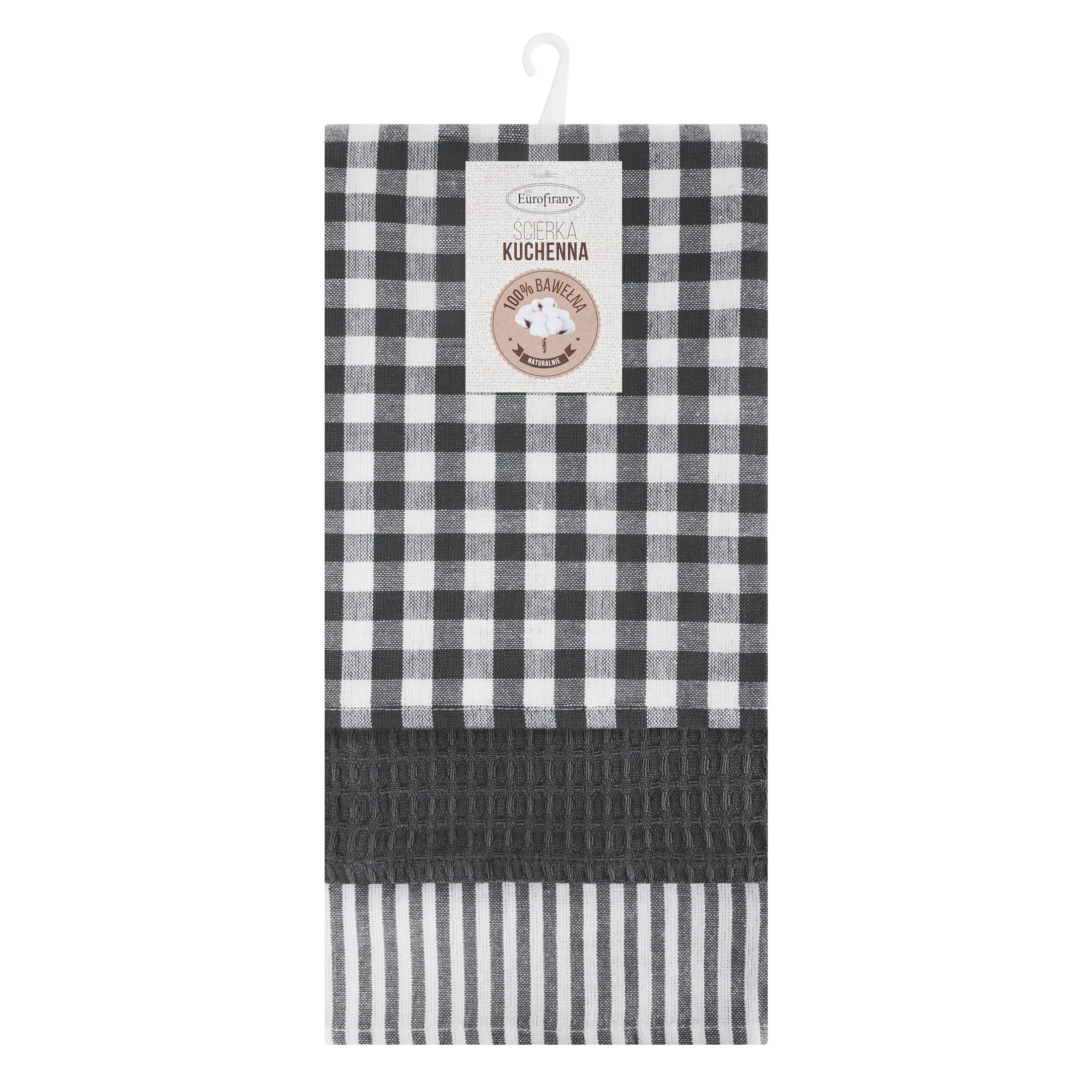 Komplet ściereczek kuchennych 3szt 50x75 cm bawełniany kolor biały,stalowy 200 g/m2 LUCY