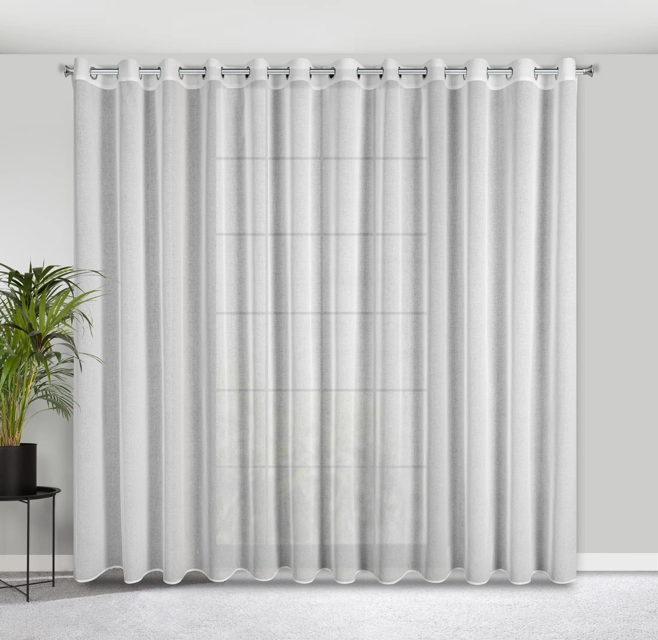 Firana biała z błyszczącej tkaniny o gęstym splocie 300x250 cm przelotka MARGO