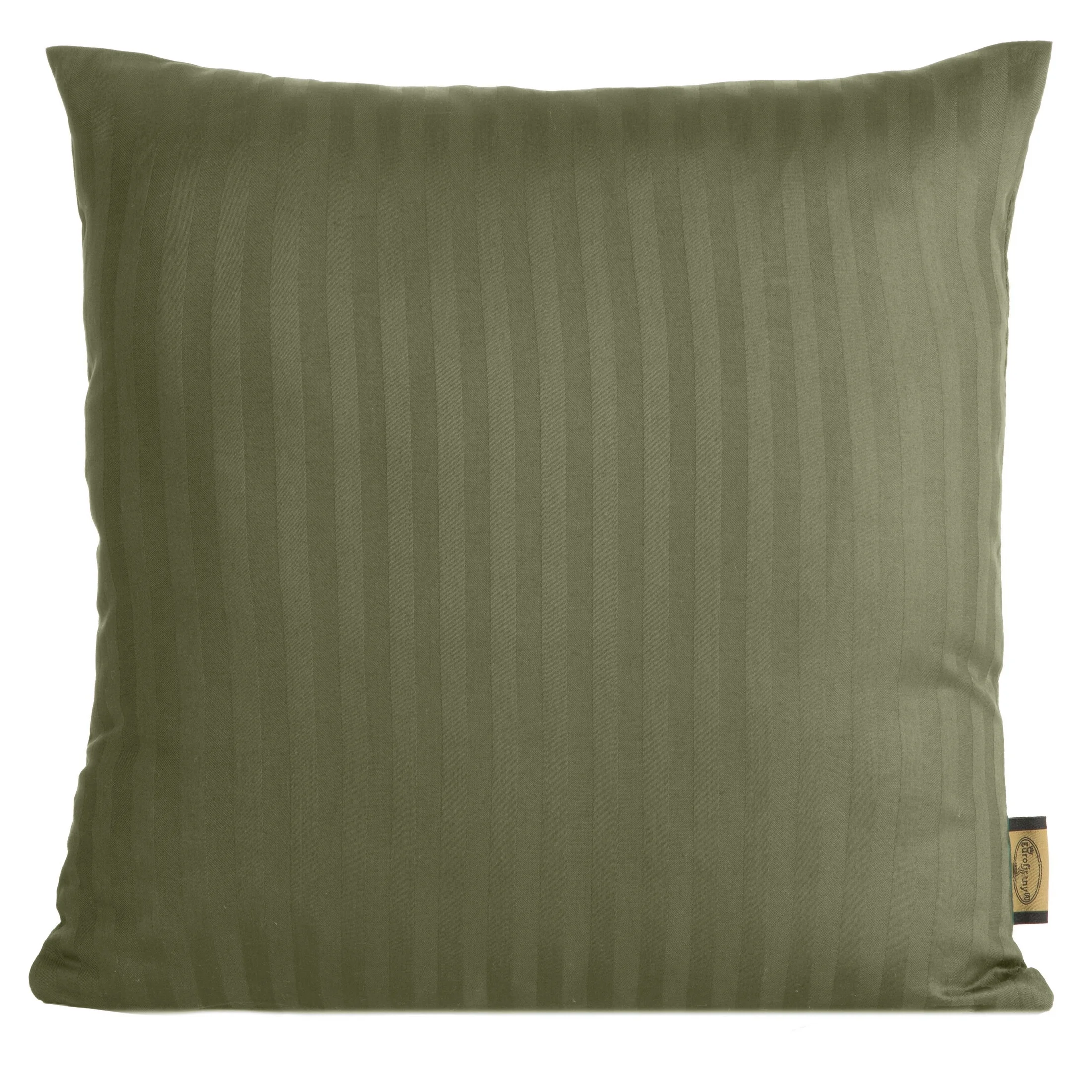Poszewka na poduszkę 40x40 cm z satyny bawełnianej oliwkowa w delikatne prążki VERA | eurofirany
