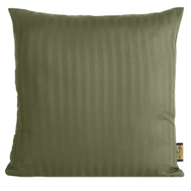 Poszewka na poduszkę 40x40 cm z satyny bawełnianej oliwkowa w delikatne prążki VERA