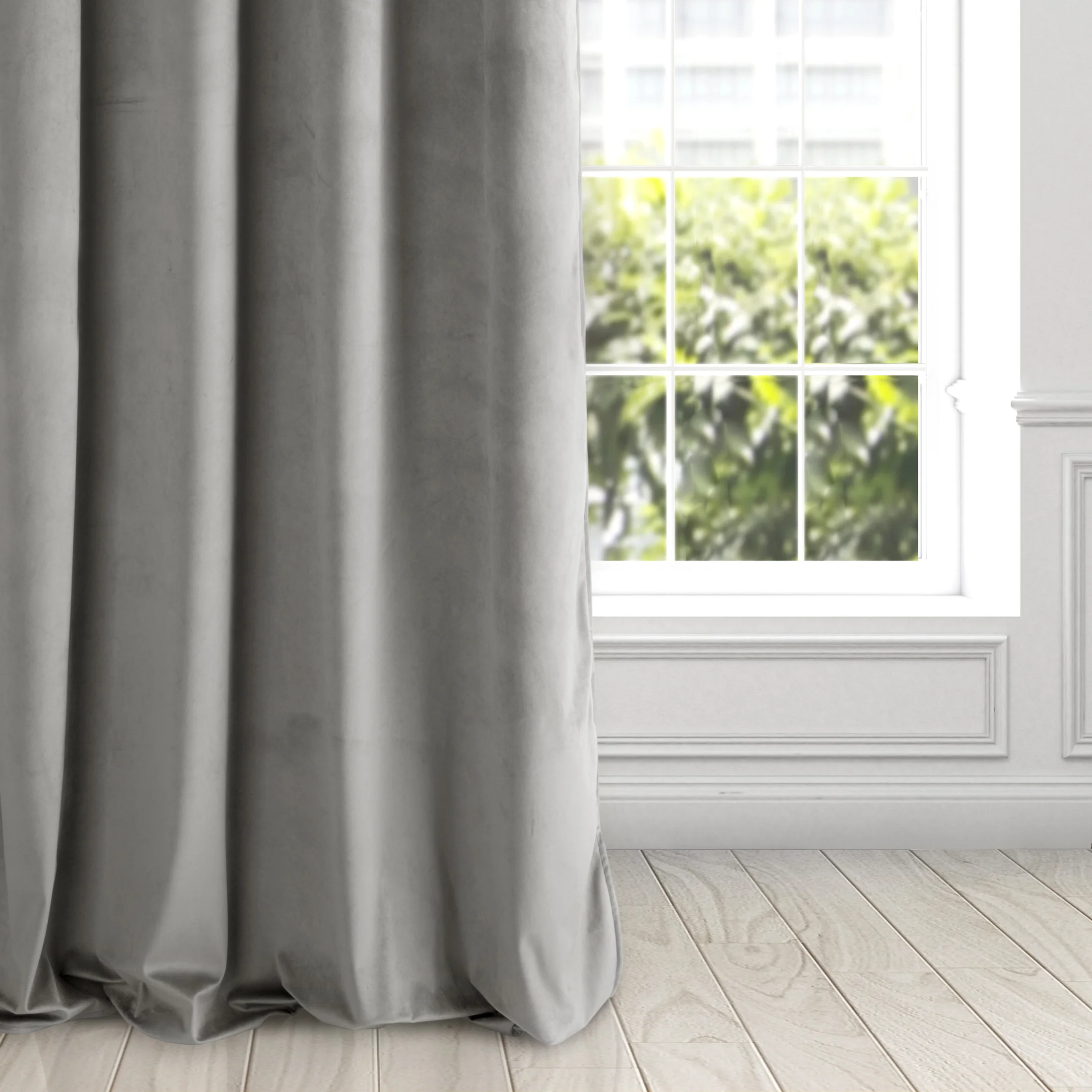 Zasłona welwetowa szara gładka 140x250 cm przelotka - PIERRE | eurofirany