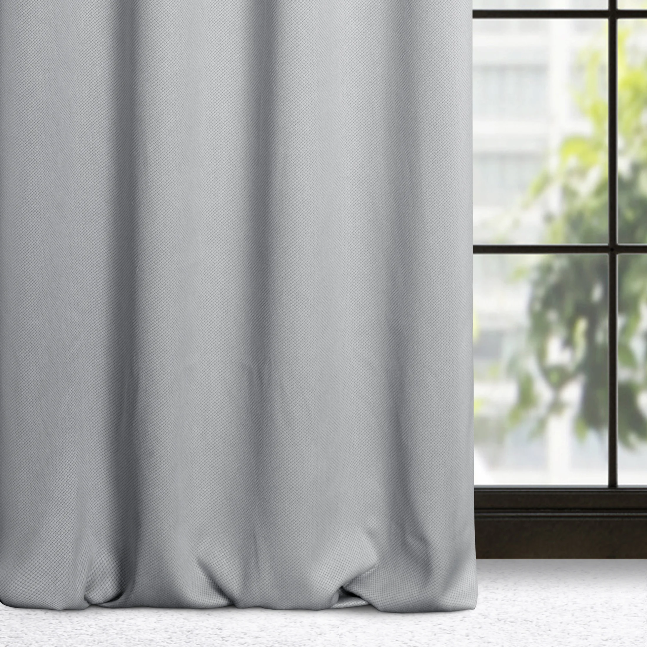 Zasłona szara zaciemniająca o strukturze drobnej krateczki 135x250 przelotka - AMARO | eurofirany