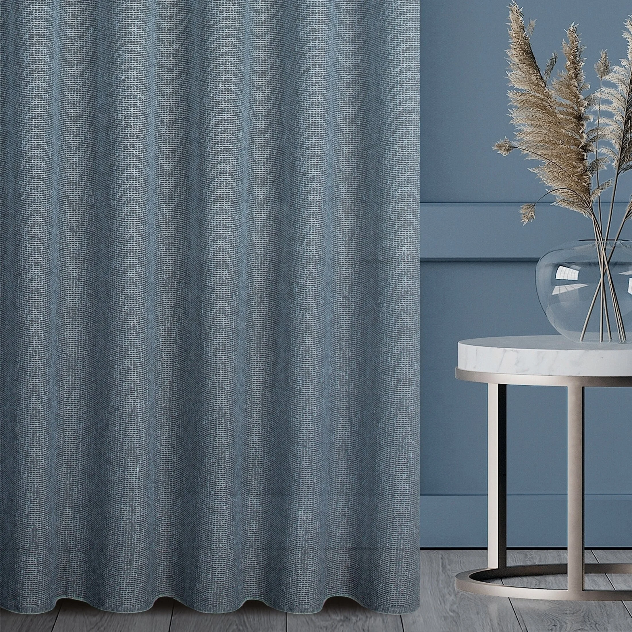 Zasłona niebieska z efektem melanżu z siateczki 140x250 cm przelotka - PALERMO 2 - Terra Collection | eurofirany