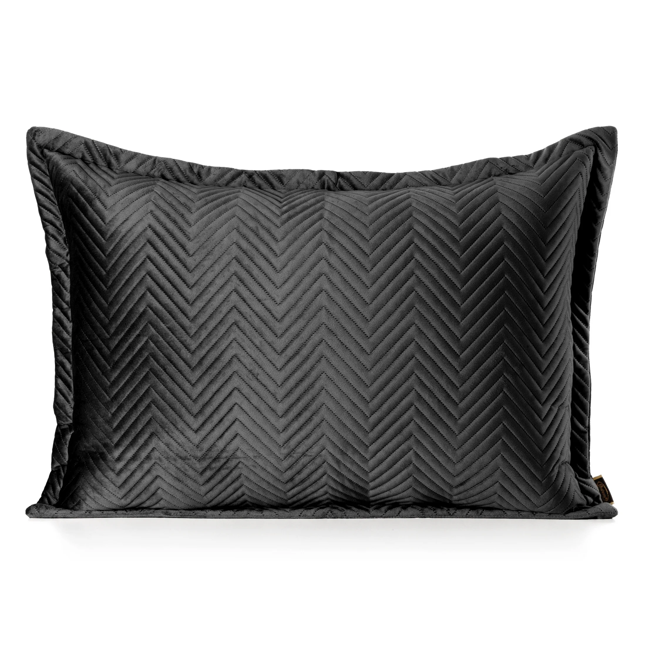 Poszewka na poduszkę 50x70 cm welwetowa, czarna pikowana w jodełkę metodą hot press SOFIA Eurofirany Premium | eurofirany