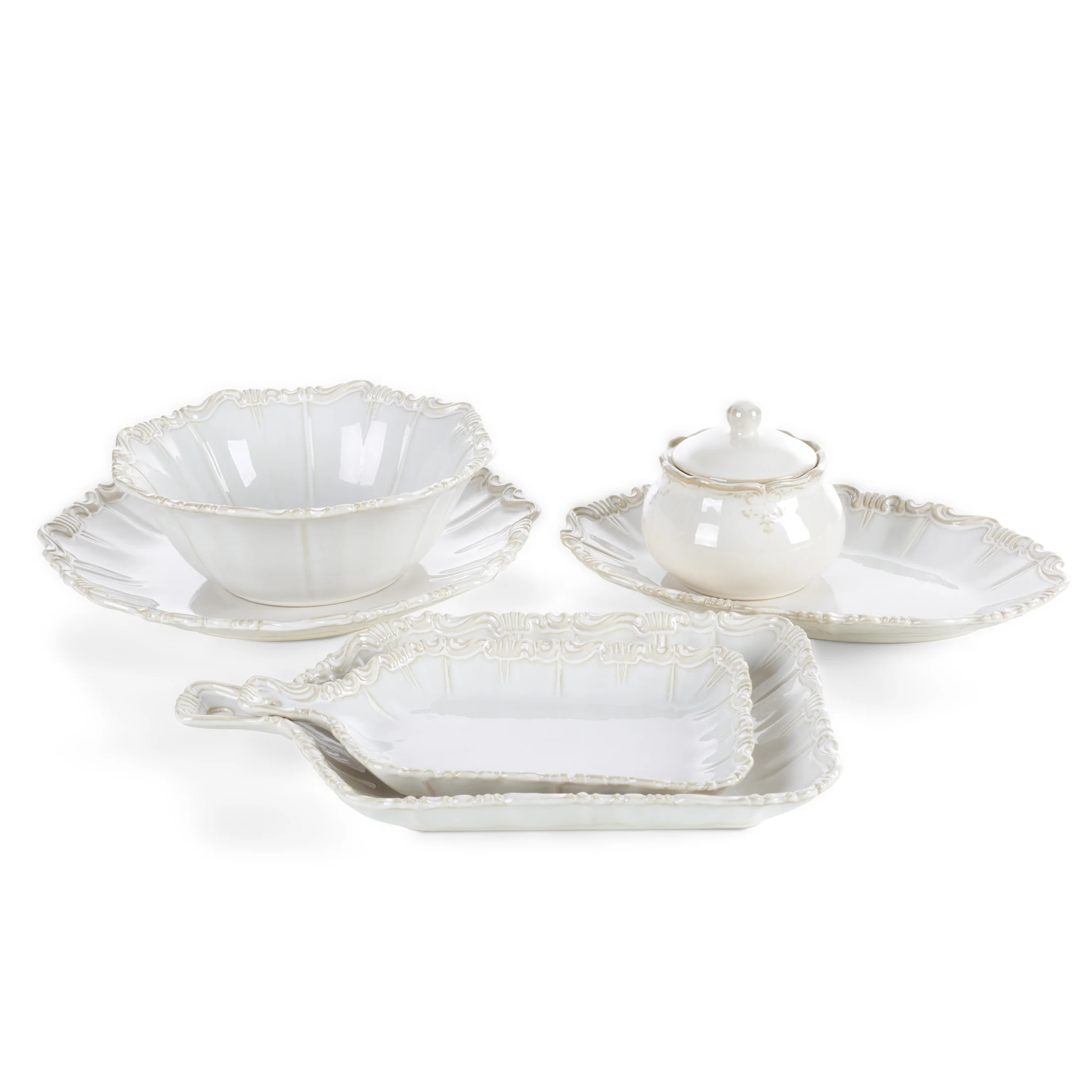 Misa ceramiczna kremowa dekoracyjna 23x23x8 cm ARLETA - kolekcja FOREST SUMMER