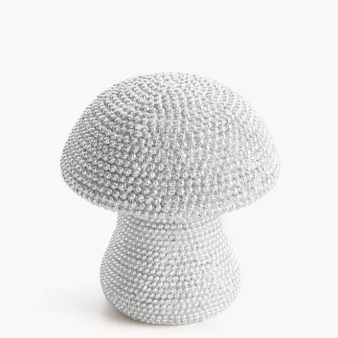 Figurka srebrna grzybek o drobnym strukturalnym wzorze średnica 8x9 cm ELDO