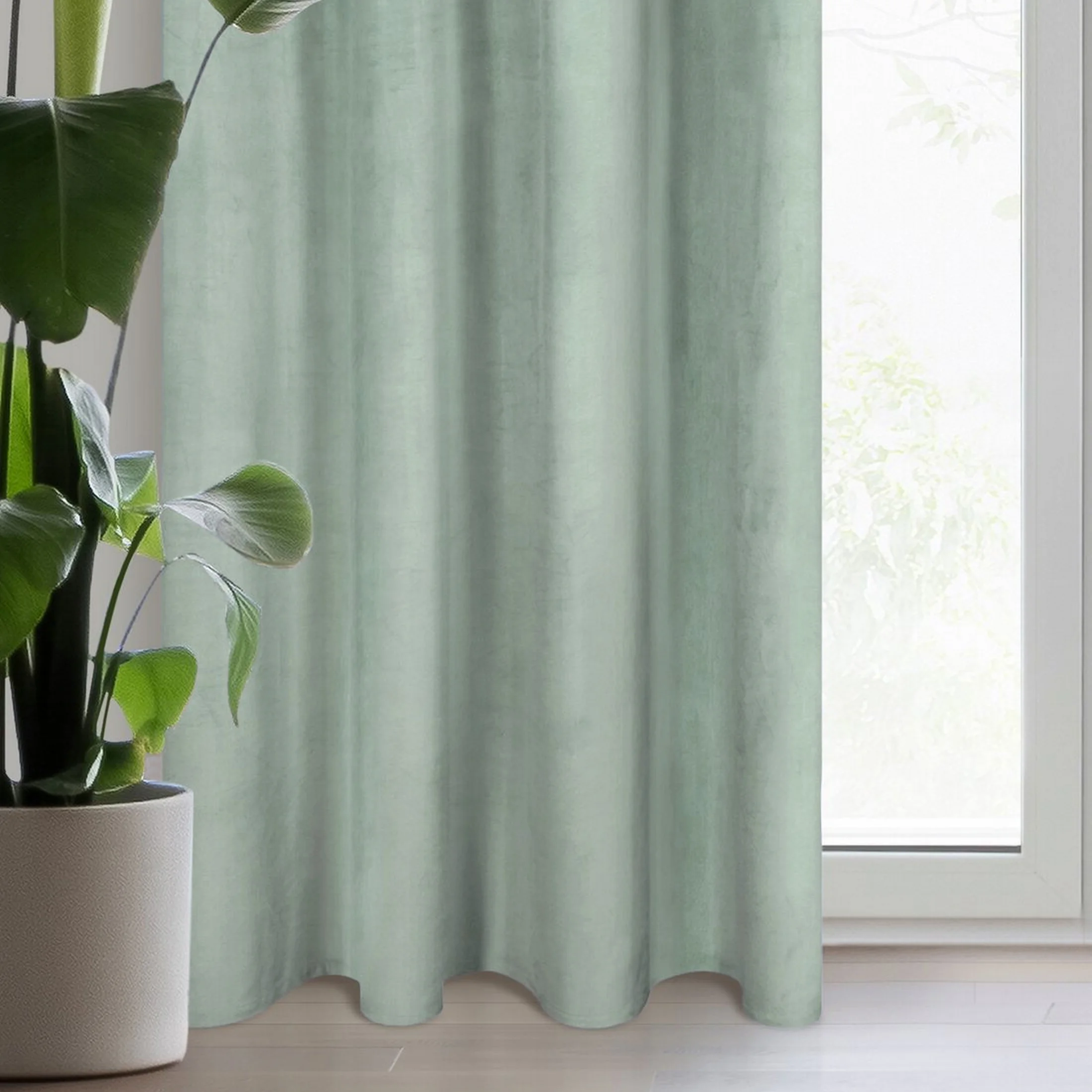 Zasłona welwetowa jasnomiętowa 140x250 cm przelotka - ROSA - Design 91 | eurofirany