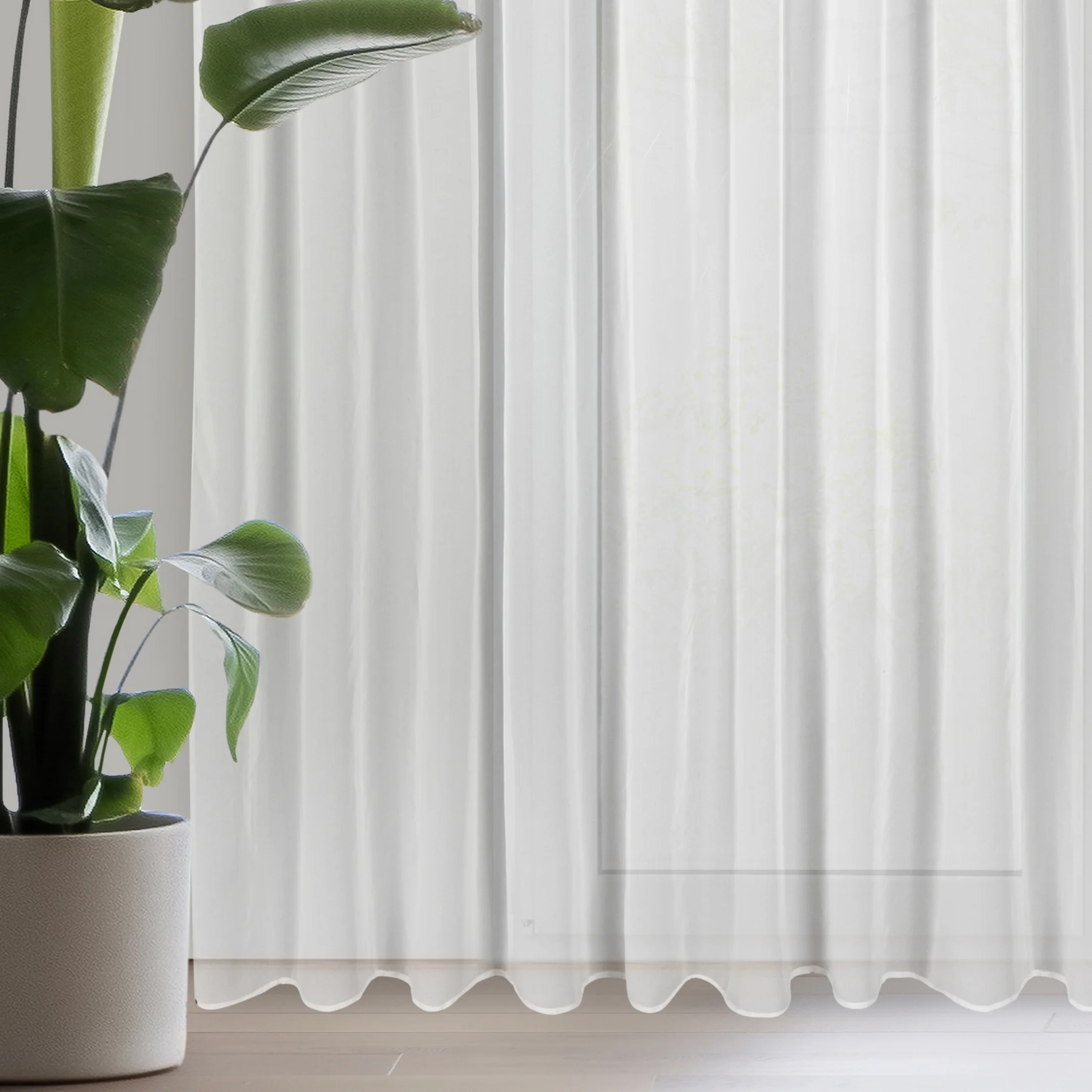 Dekoracja okienna biało, zielona zdobiona subtelnymi listeczkami 350x250 cm taśma BETSY | eurofirany