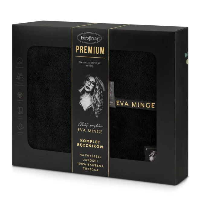 Zestaw ręczników bawełnianych na prezent 3 szt kolor czarny 550 g/m2 VENUS Eva Minge