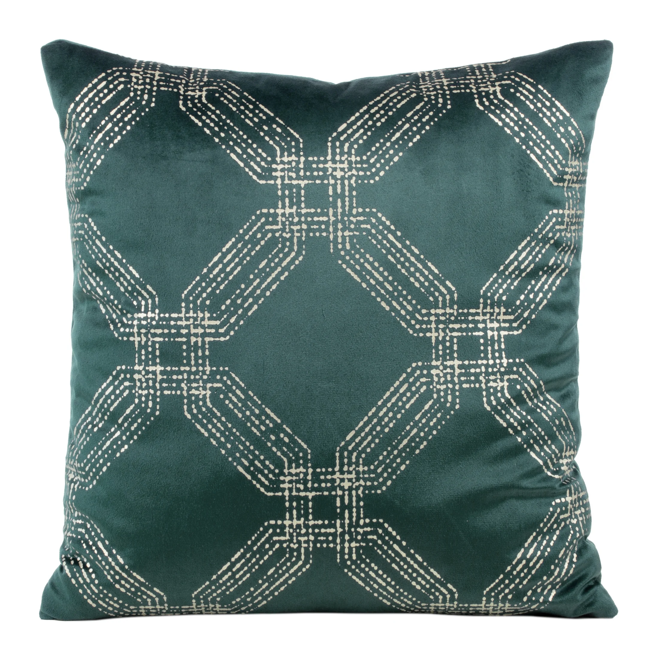 Poszewka na poduszkę 45x45 cm welwetowa kolor ciemnomiętowy z błyszczącym nadrukiem BLINK 30 | eurofirany