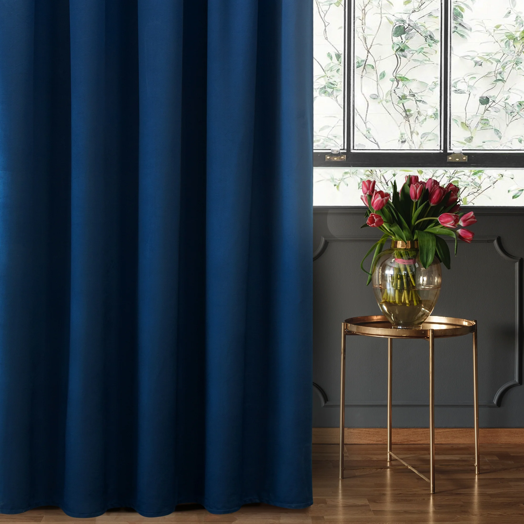 Zasłona welwetowa granatowa gładka 140x270 taśma - SIBEL - Pierre Cardin | eurofirany