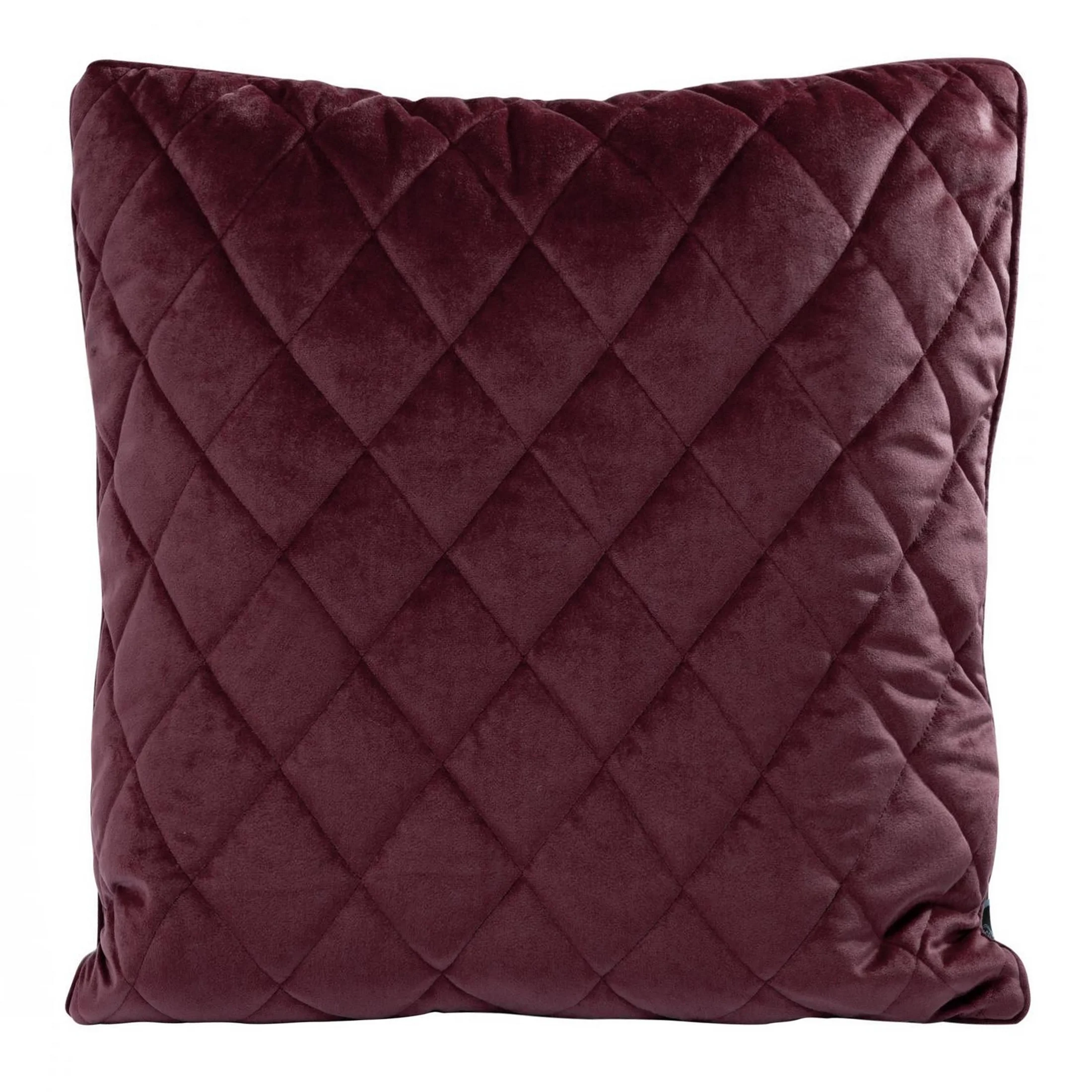 Poszewka na poduszkę 45x45 cm welwetowa, bordowa pikowana we wzór karo z ozdobną wypustką VELVET 27 Eurofirany Premium | eurofirany