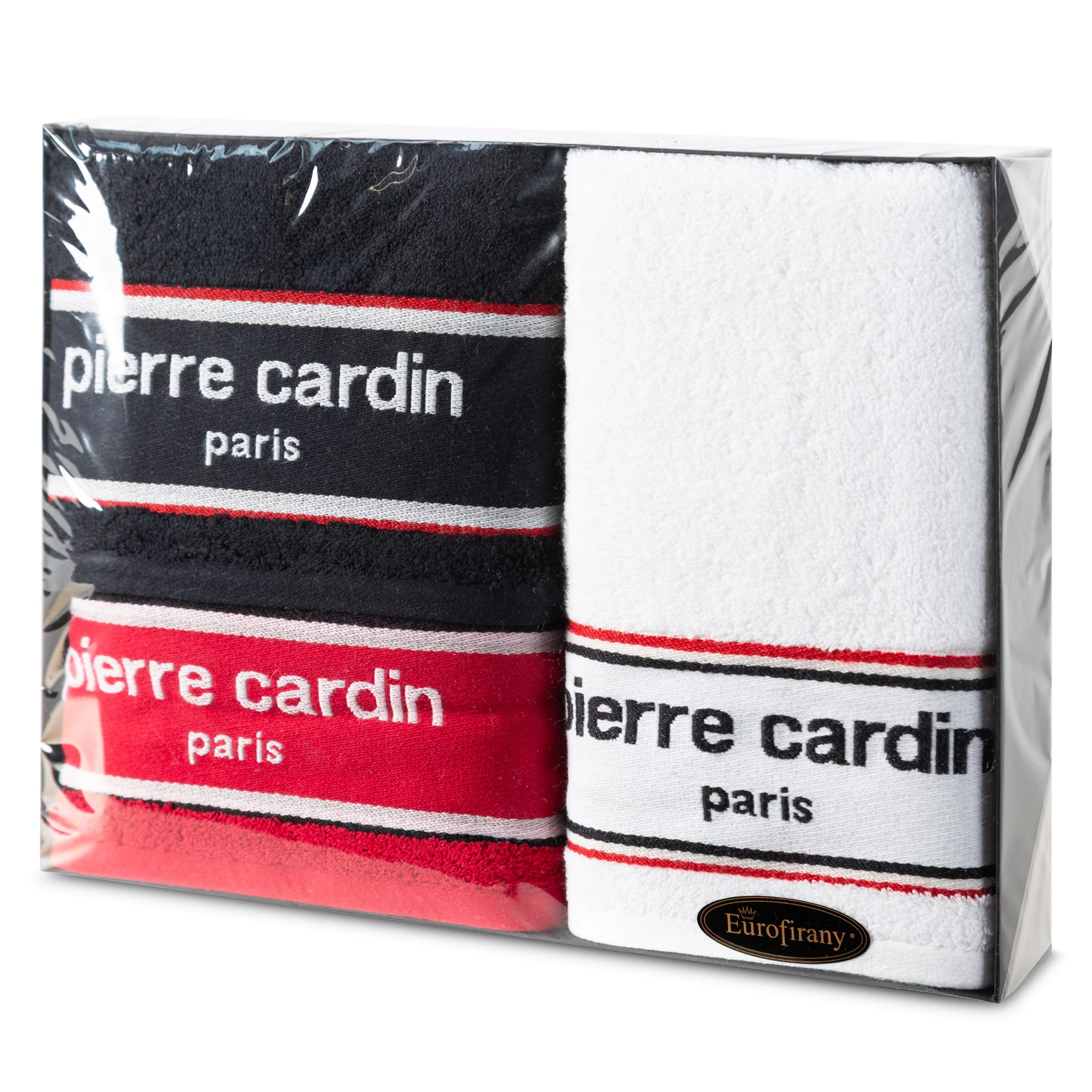 Zestaw ręczników bawełnianych na prezent 3 szt 50x90 cm kolor czarny, czerwony Pierre Cardin