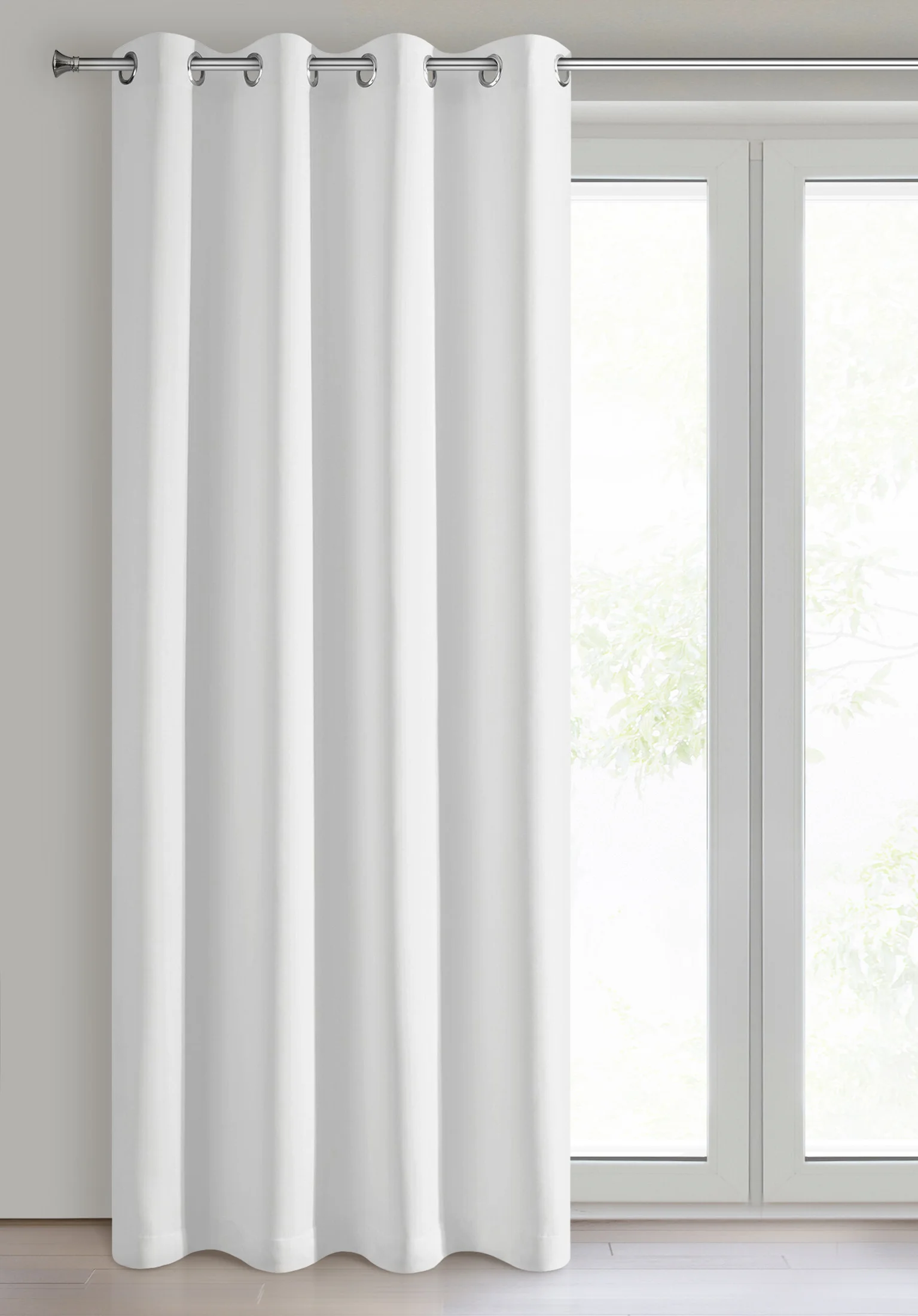 Zasłona biała z tkaniny typu dimout 140x250 cm przelotka - NERISA