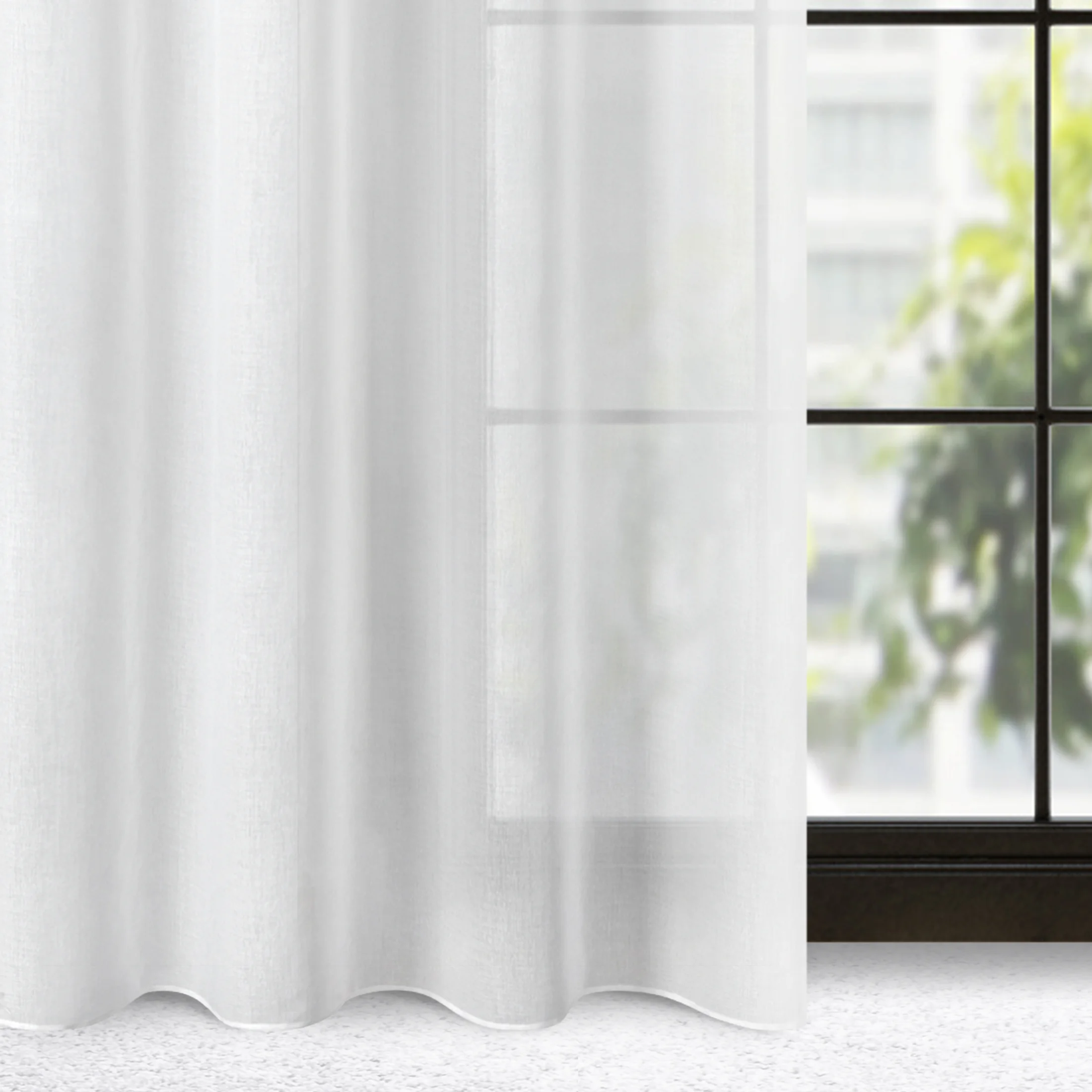 Firana biała z błyszczącej tkaniny o gęstym splocie 140x270 cm taśma MARGO | eurofirany