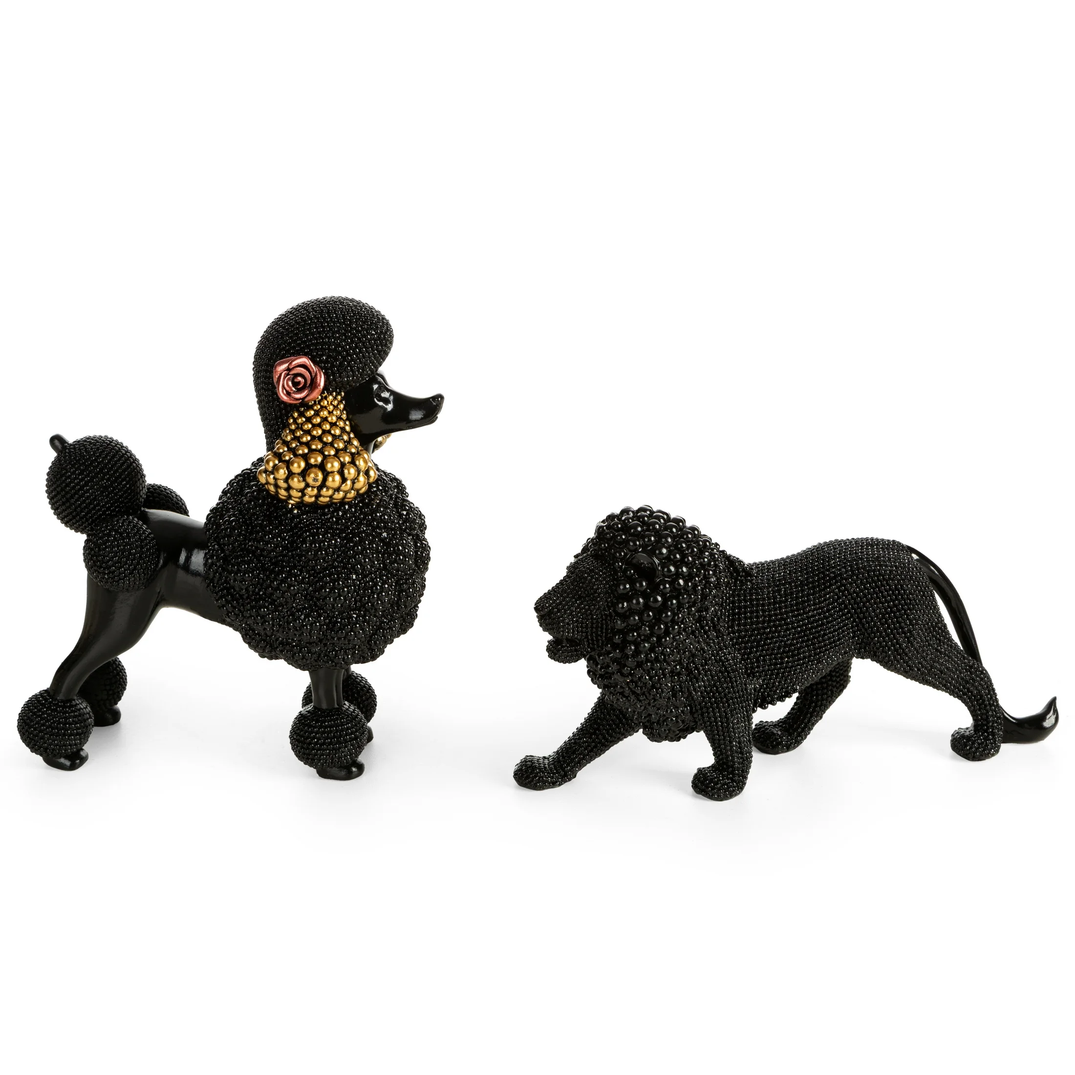 Figurka czarna w kształcie uroczego psa o drobnym strukturalnym wzorze 17x9x19 cm ELDO 3