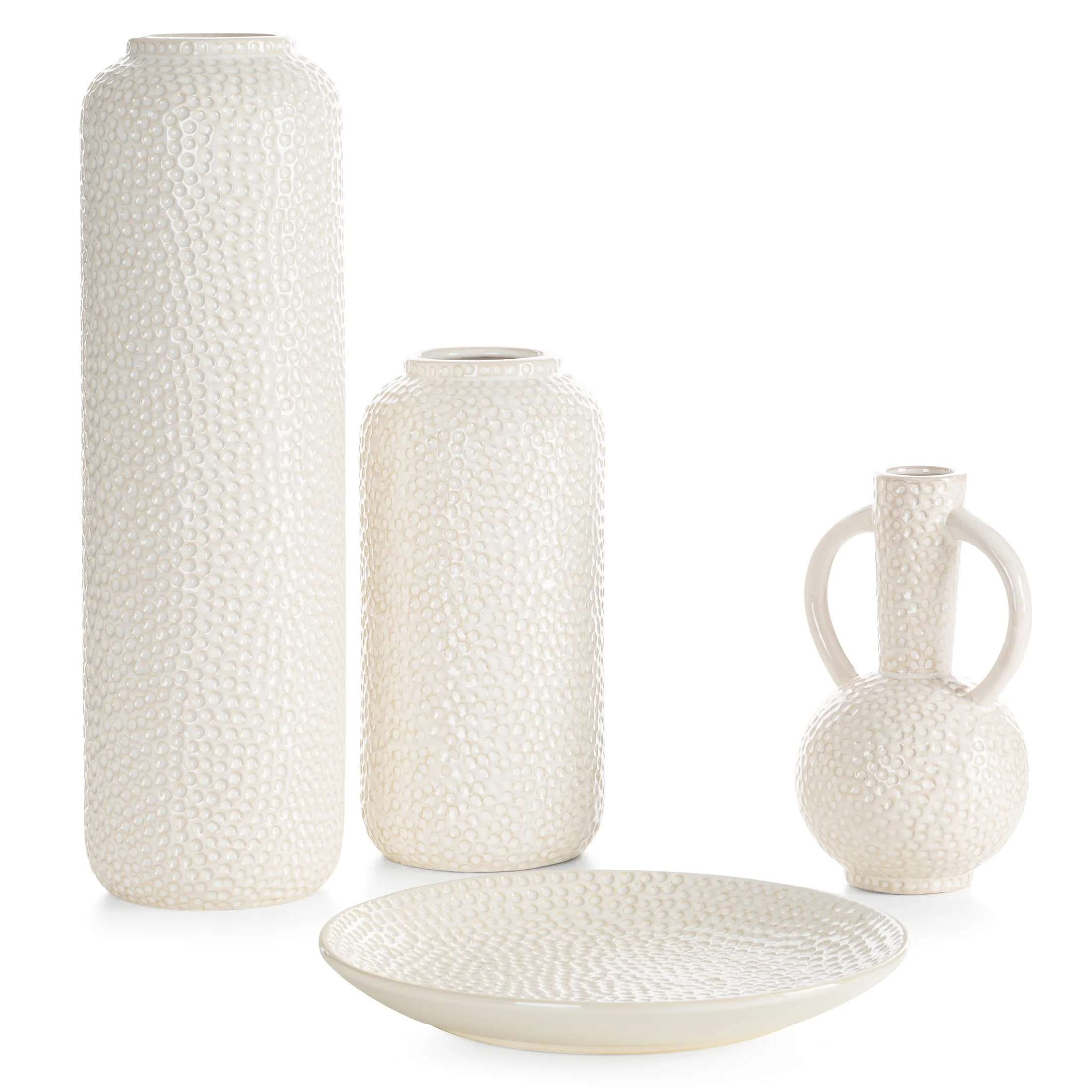 Wazon kremowy z ozdobnym wzorem rozmiar 15x24 cm ALEX - kolekcja SEA SUMMER