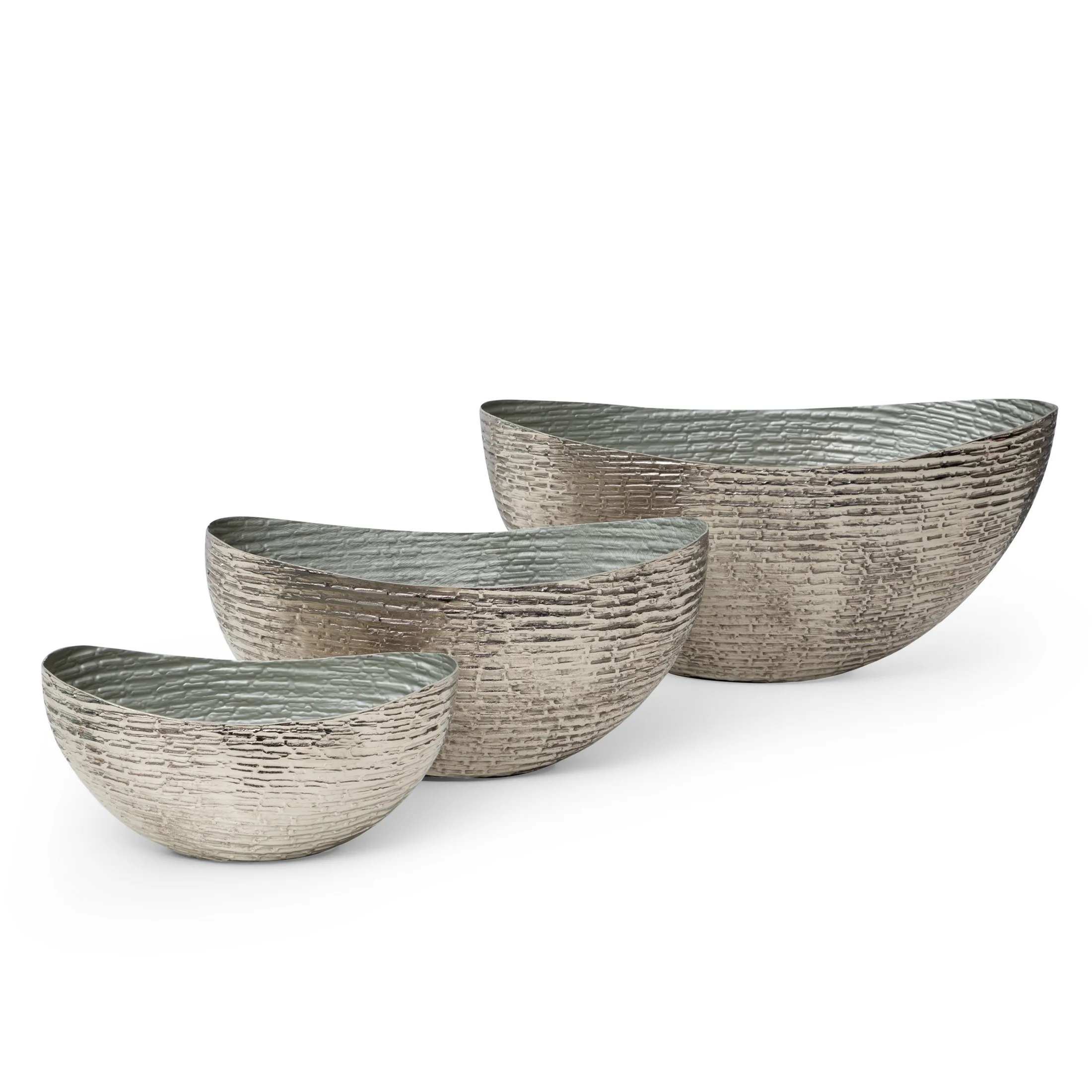 Misa metalowa srebrna w prążki 45x22x22 cm PARI 1