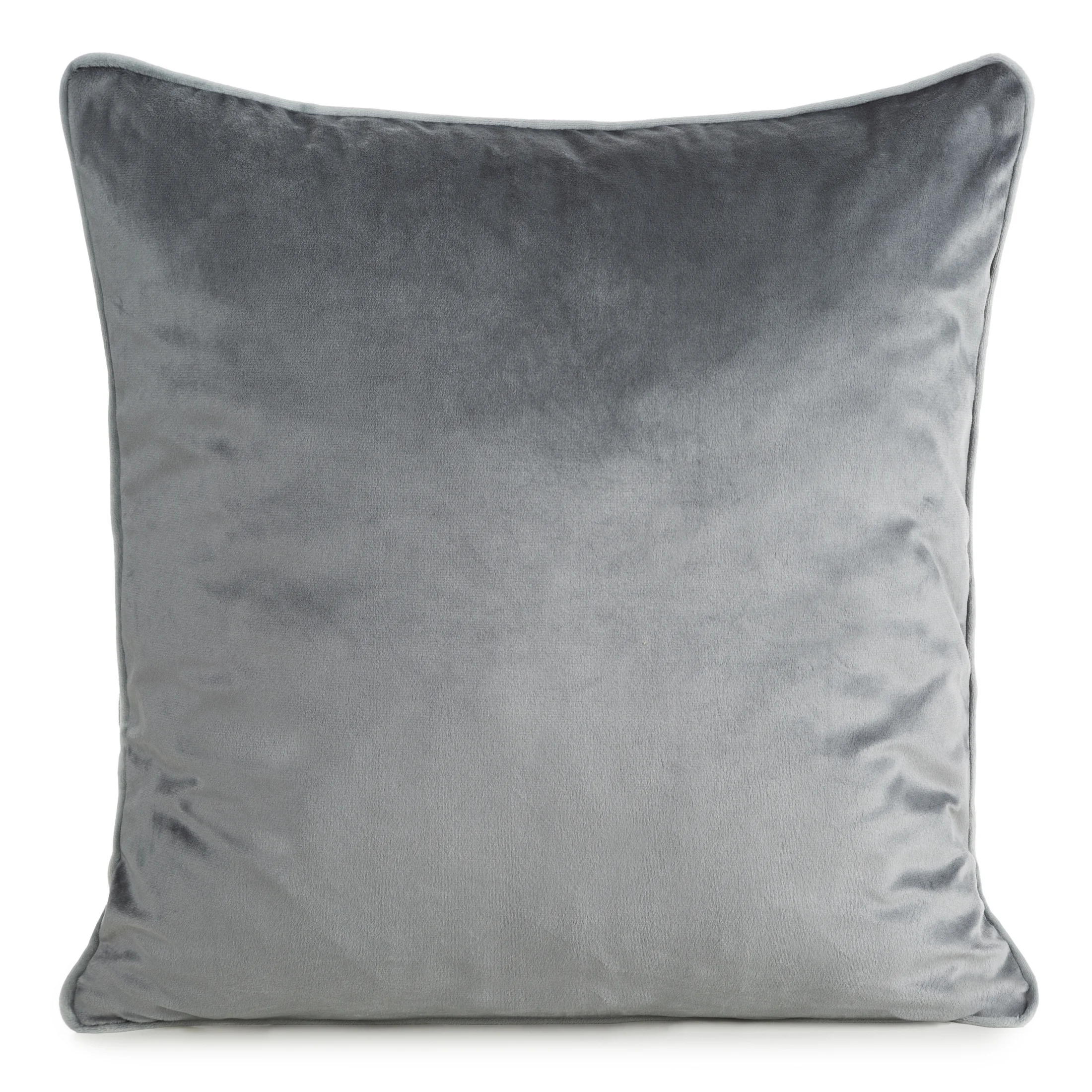 Poszewka na poduszkę 45x45 cm welwetowa kolor stalowy o delikatnym połysku z ozdobną lamówką GAJA 2 | eurofirany