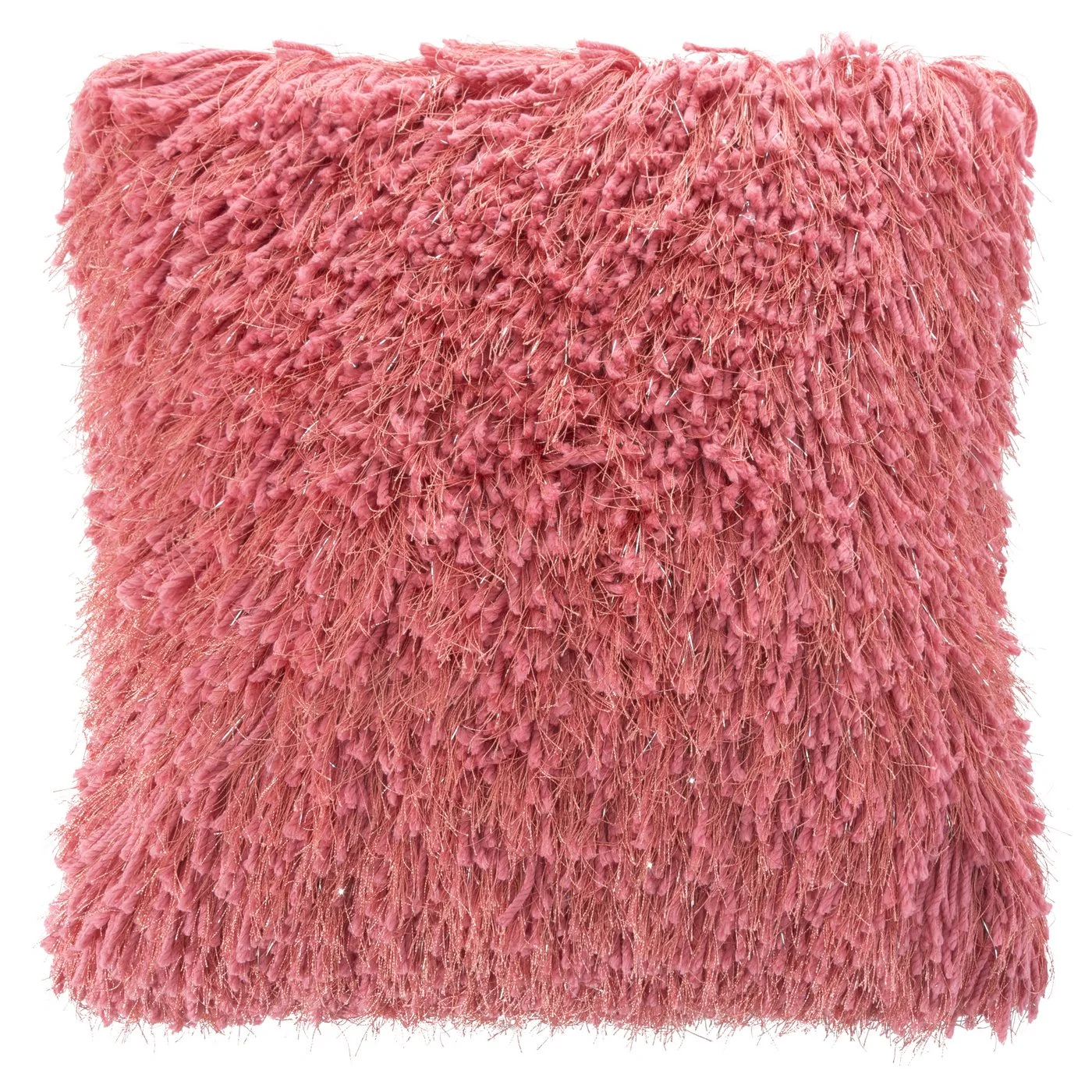 Poszewka na poduszkę 40x40 cm z długim włosem pomarańczowa z dodatkiem srebrnej nici CELIA | eurofirany