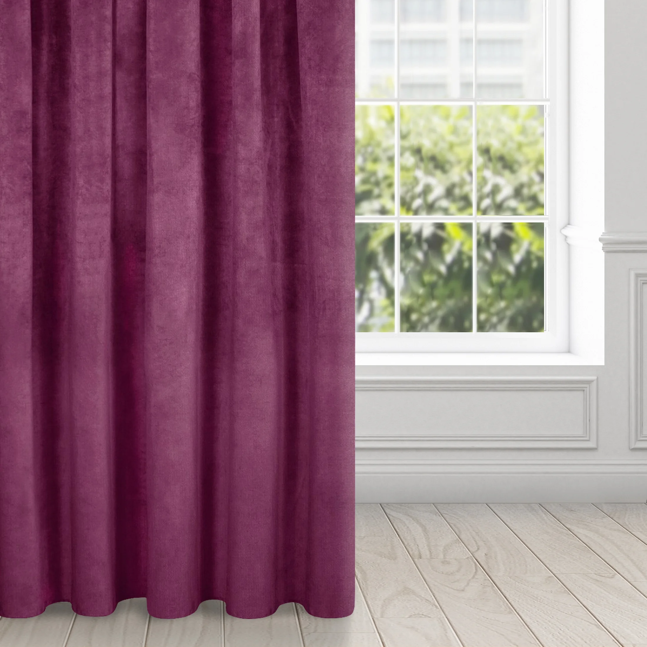 Zasłona ciemnofioletowa z ekskluzywnego aksamitnego welwetu 290 g/m2 140x270 cm taśma - RIA - Diva Line | eurofirany