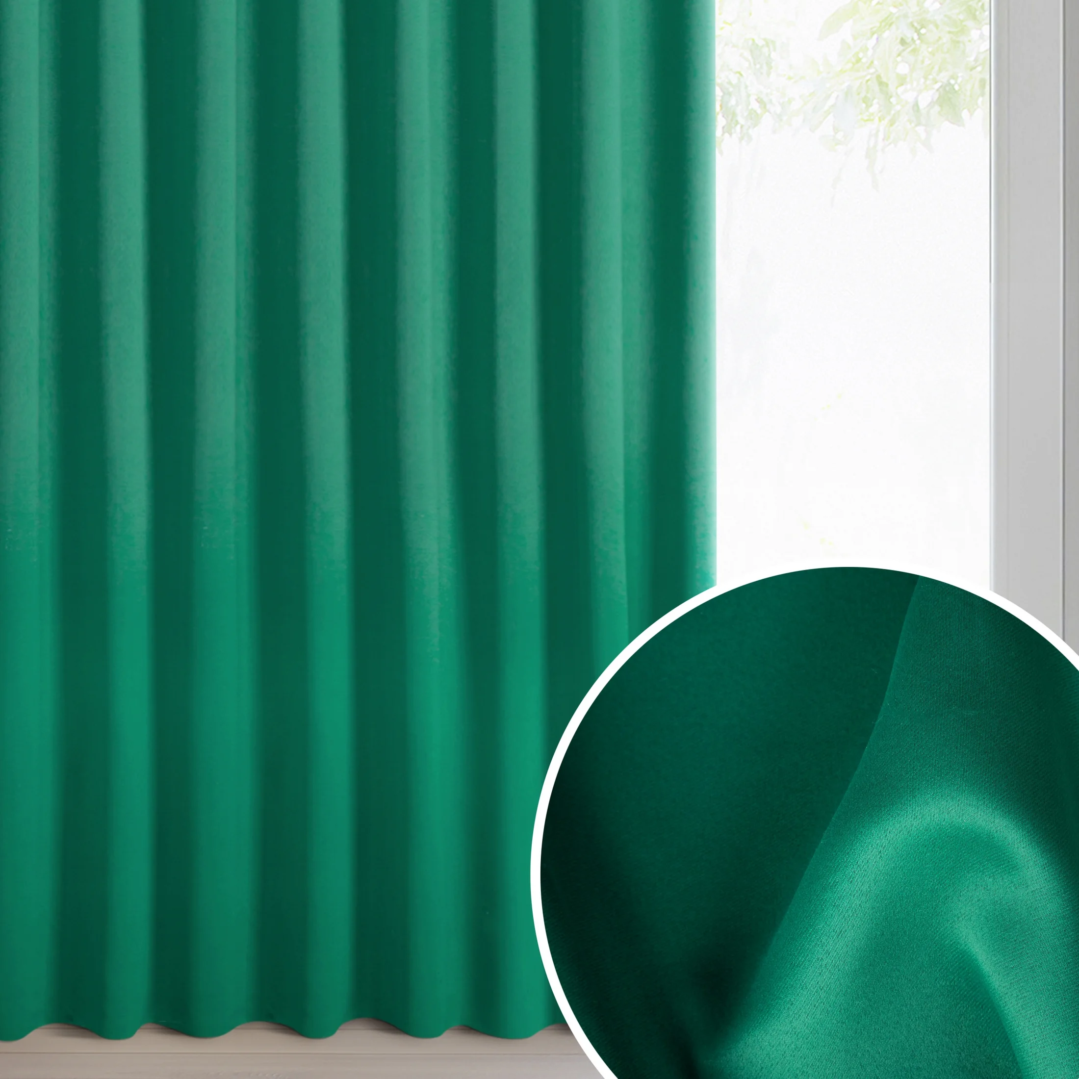 Zasłona ciemnozielona zaciemniająca 140x300 cm taśma imitująca flex - MILAN | eurofirany