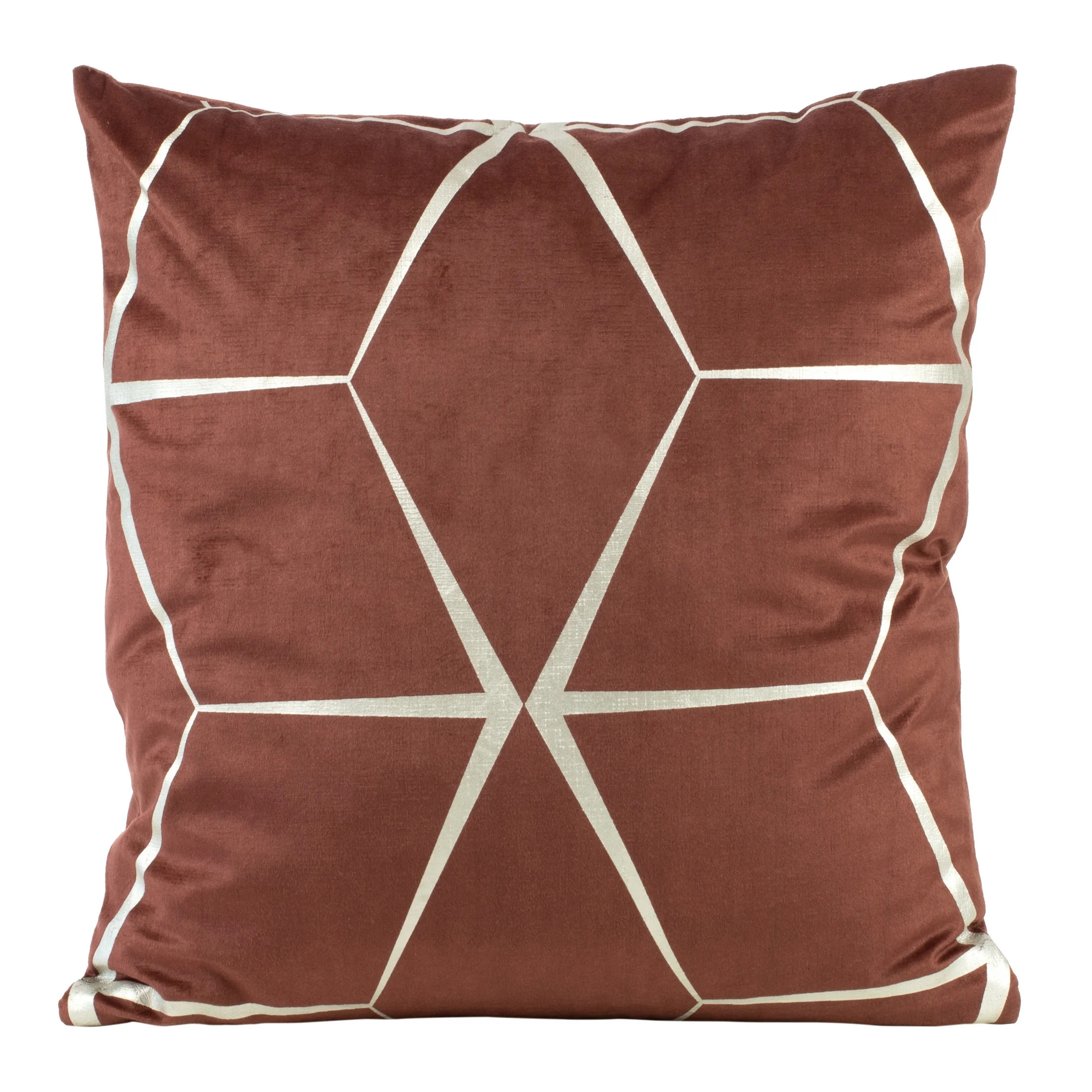 Poszewka na poduszkę 45x45 cm welwetowa kolor ceglasty z nadrukiem geometrycznym BLINK 28 | eurofirany