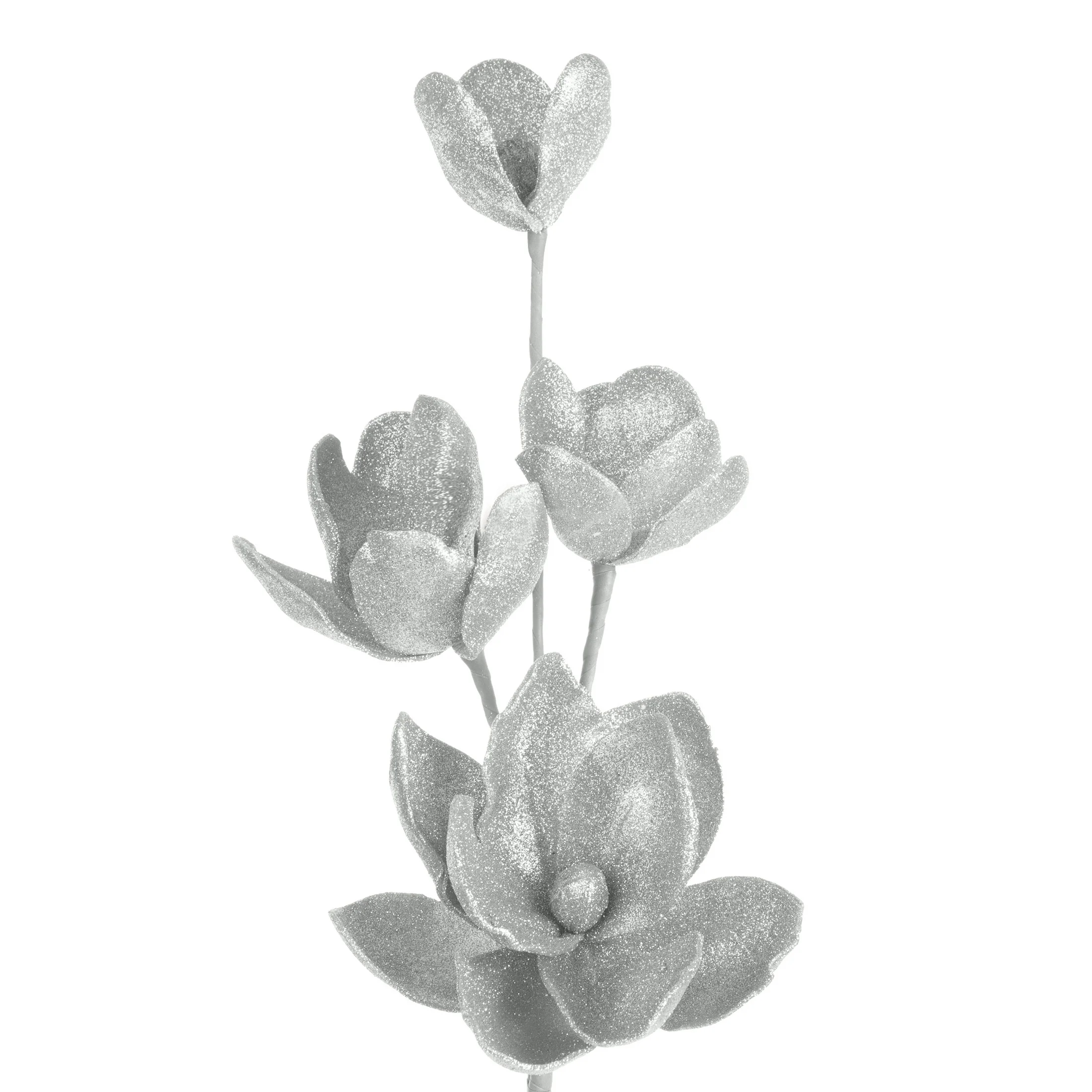Kwiat sztuczny srebrny z pianki plastycznej 75 cm