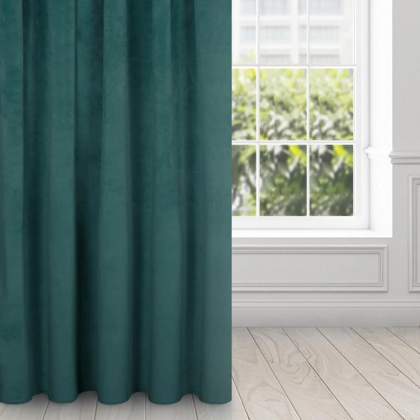 Zasłona ciemno turkusowa z ekskluzywnego aksamitnego welwetu 290 g/m2 140x270 cm taśma - VILLA | eurofirany