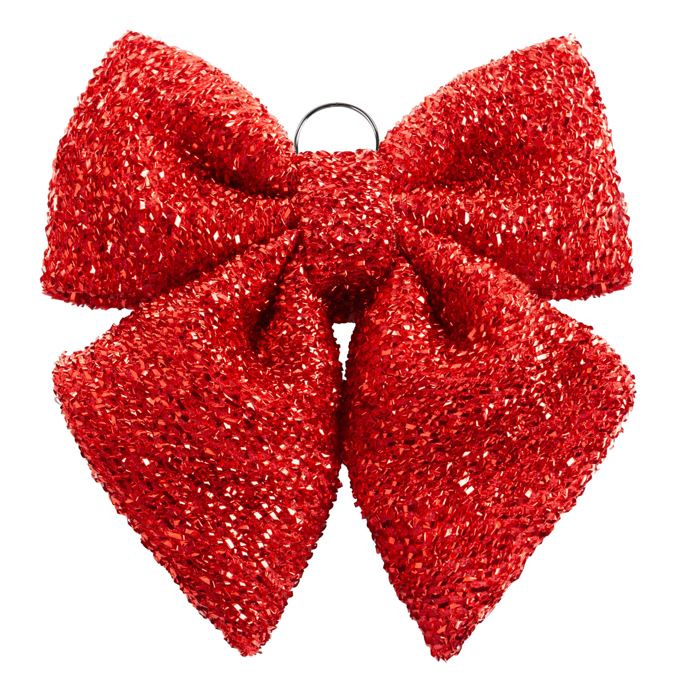 Świąteczna ozdoba w kształcie kokardy z błyszczącej tkaniny | eurofirany