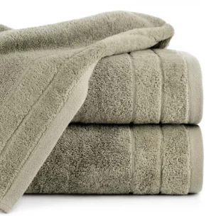 Ręcznik kąpielowy 50x90 cm bawełniany kolor jasnobrązowy z welwetową bordiurą 500 g/m2 DAMLA
