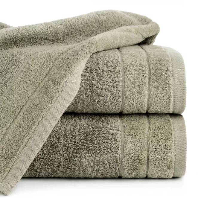 Ręcznik kąpielowy 50x90 cm bawełniany kolor jasnobrązowy z welwetową bordiurą 500 g/m2 DAMLA