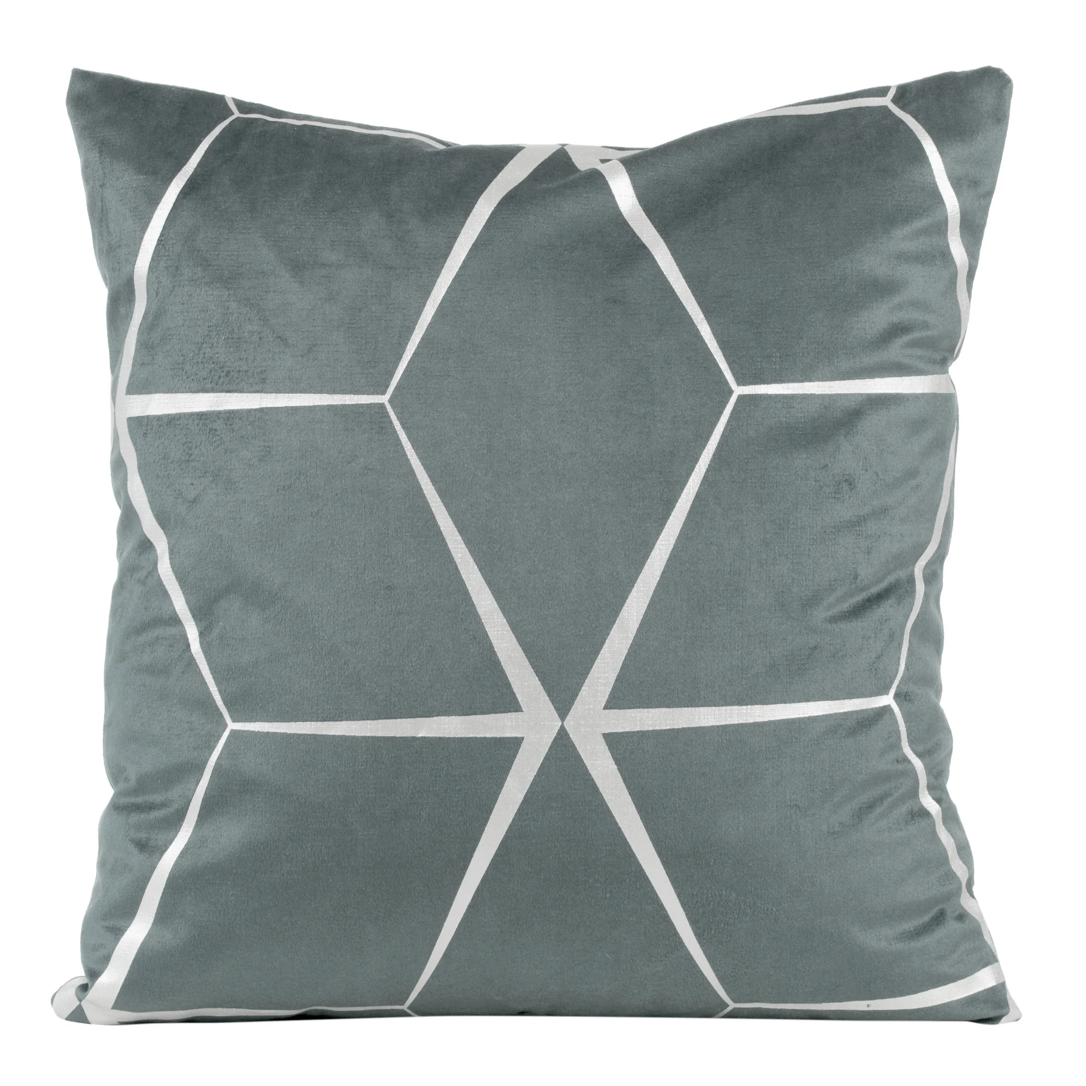 Poszewka na poduszkę 45x45 cm welwetowa srebrna z nadrukiem geometrycznym BLINK 28 | eurofirany