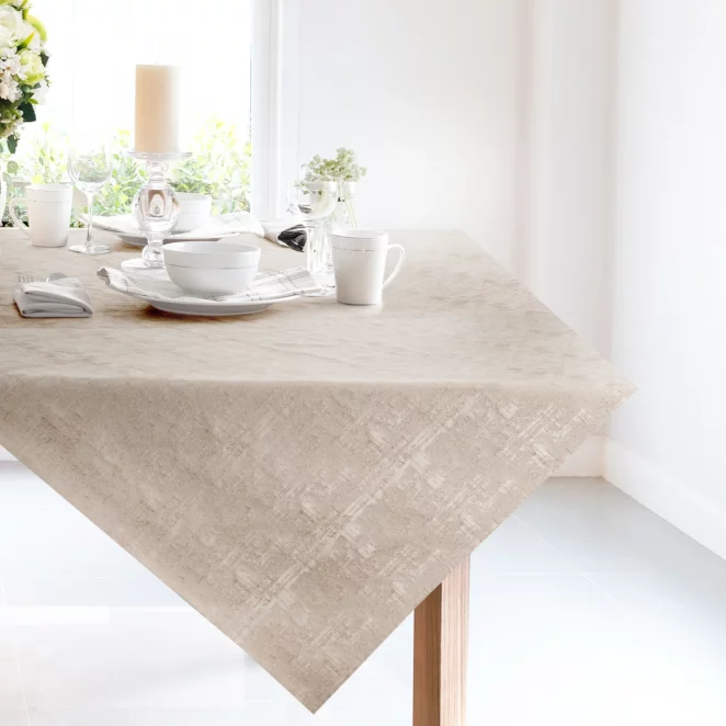 Bieżnik na stół złoty 85x85 cm z mieszanki włókien COLETTE zdobiony przecieranym wzorem
