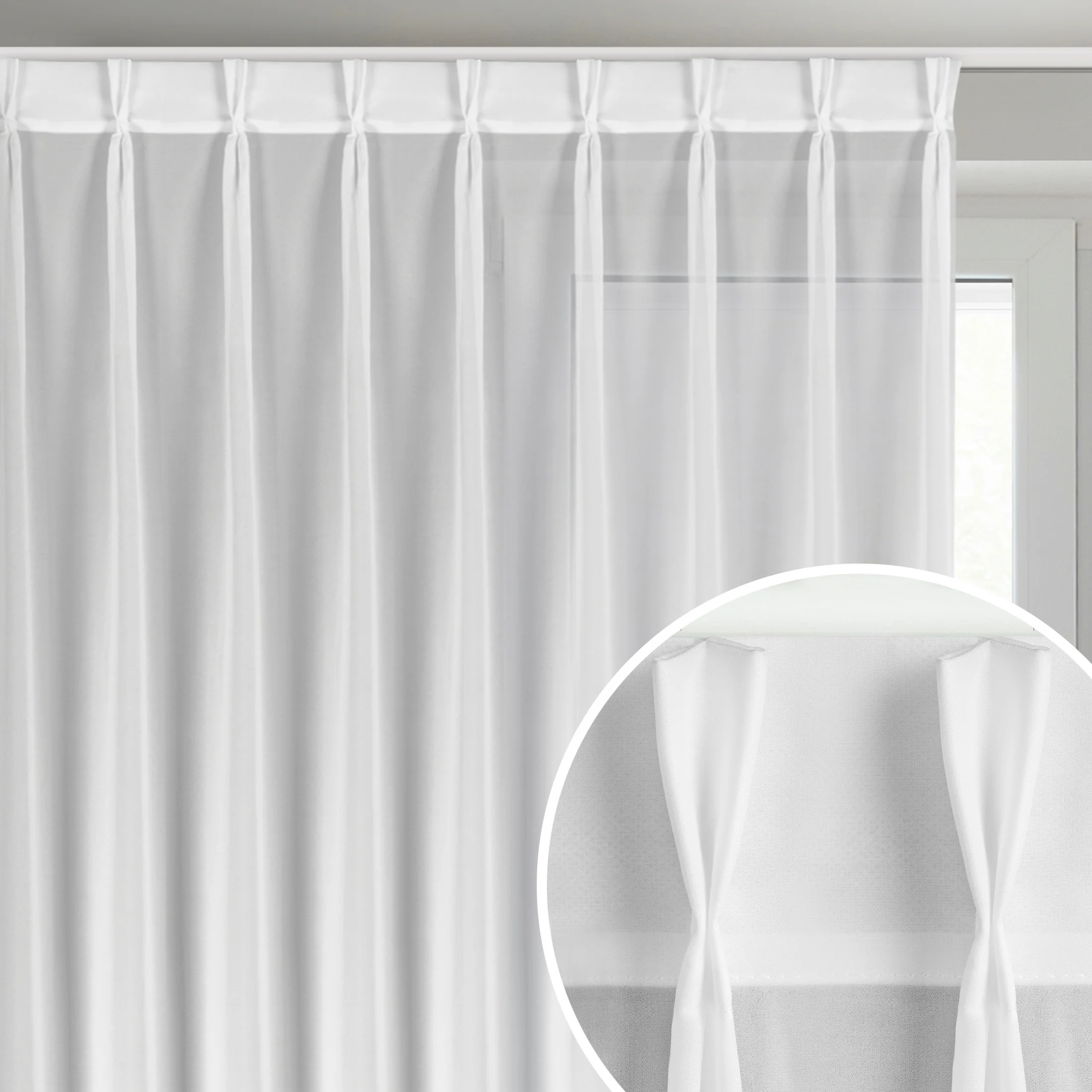 Firana biała z szyfonu 230x270 cm (wymiar podany na gotowo) z systemem flex - RUBY | eurofirany