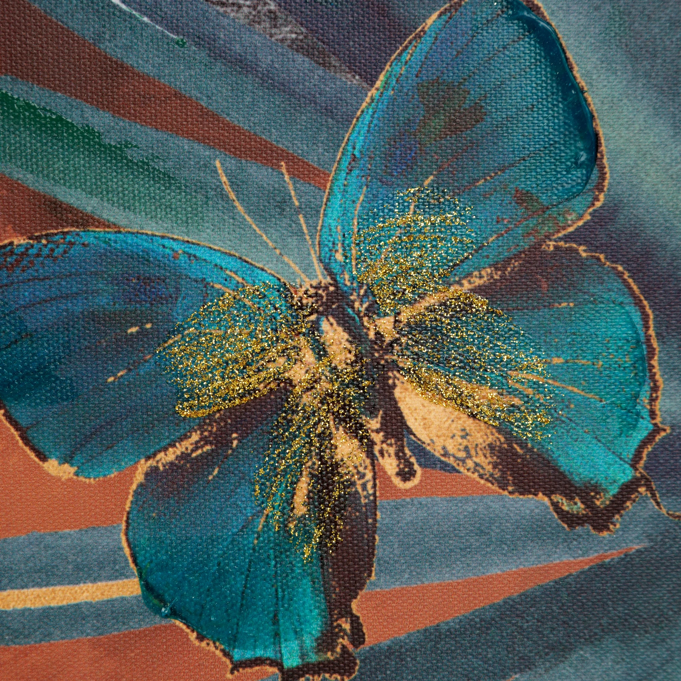 Obraz postaci ciemnoturkusowy ręcznie malowany na płótnie w złotej ramce 60x80 cm BELLE 2