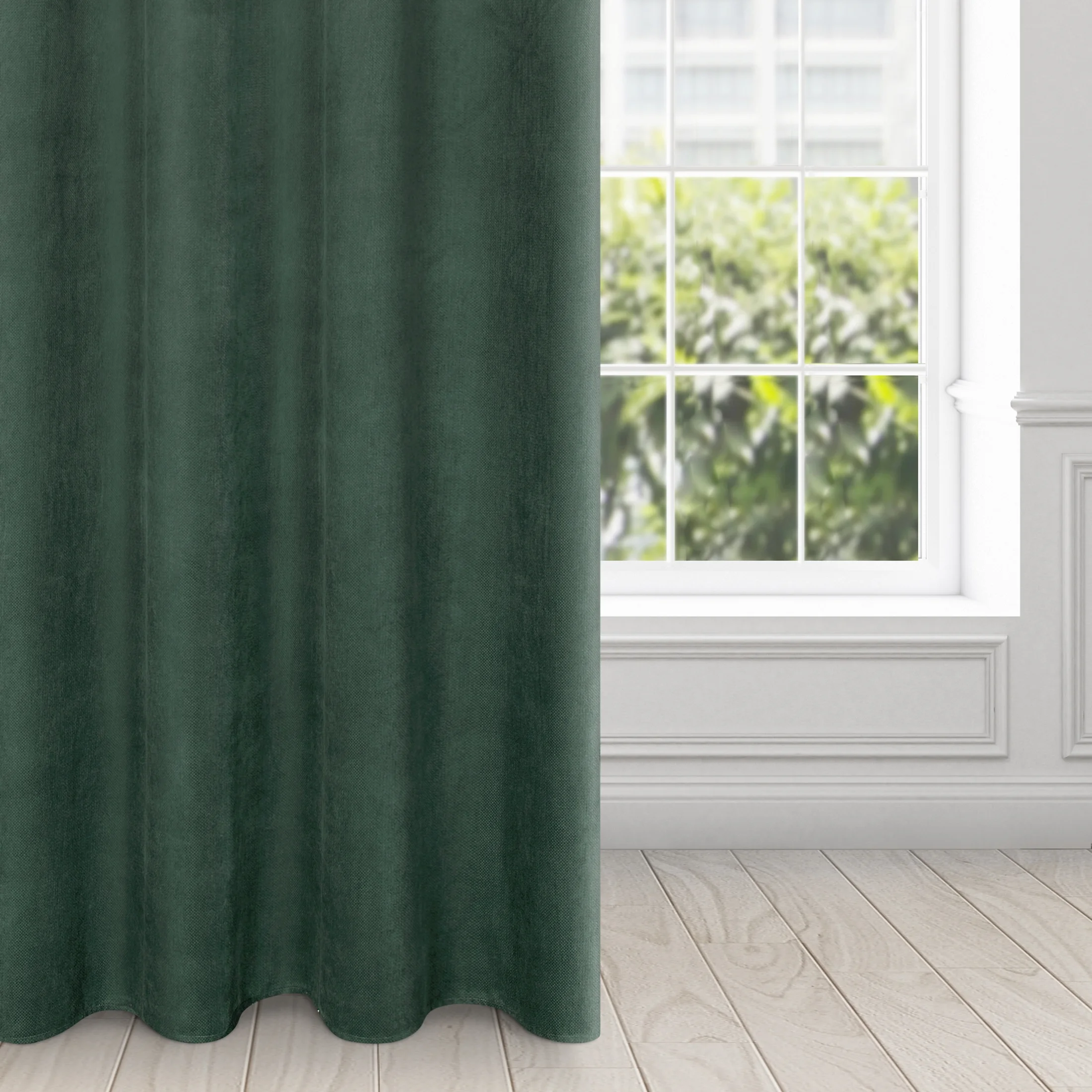 Zasłona zielona z matowego welwetu 140x250 cm przelotka - MILO | eurofirany