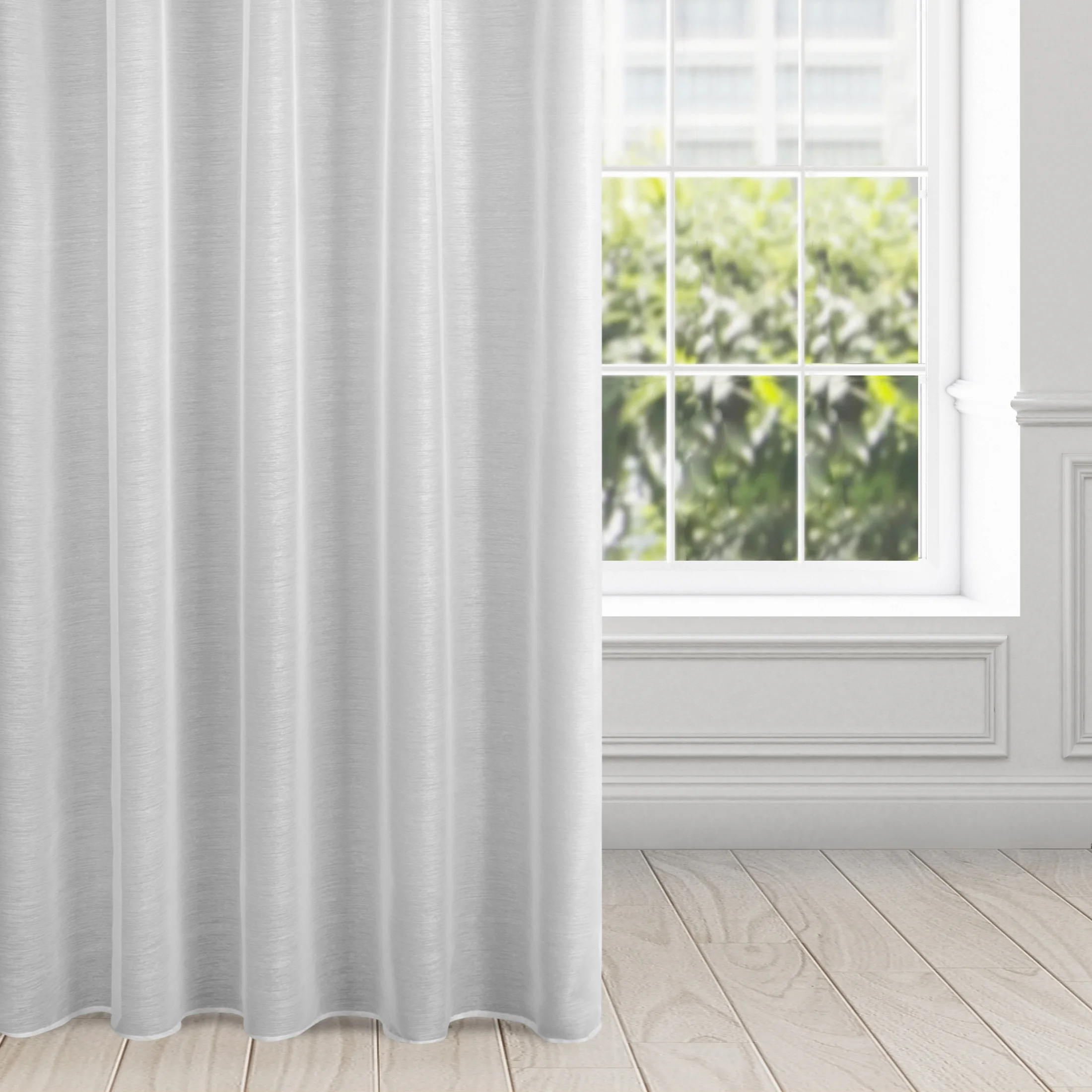 Firana biała z gładkiej etaminy z drobnym deszczykiem 140x300 cm taśma imitująca flex BELISSA | eurofirany