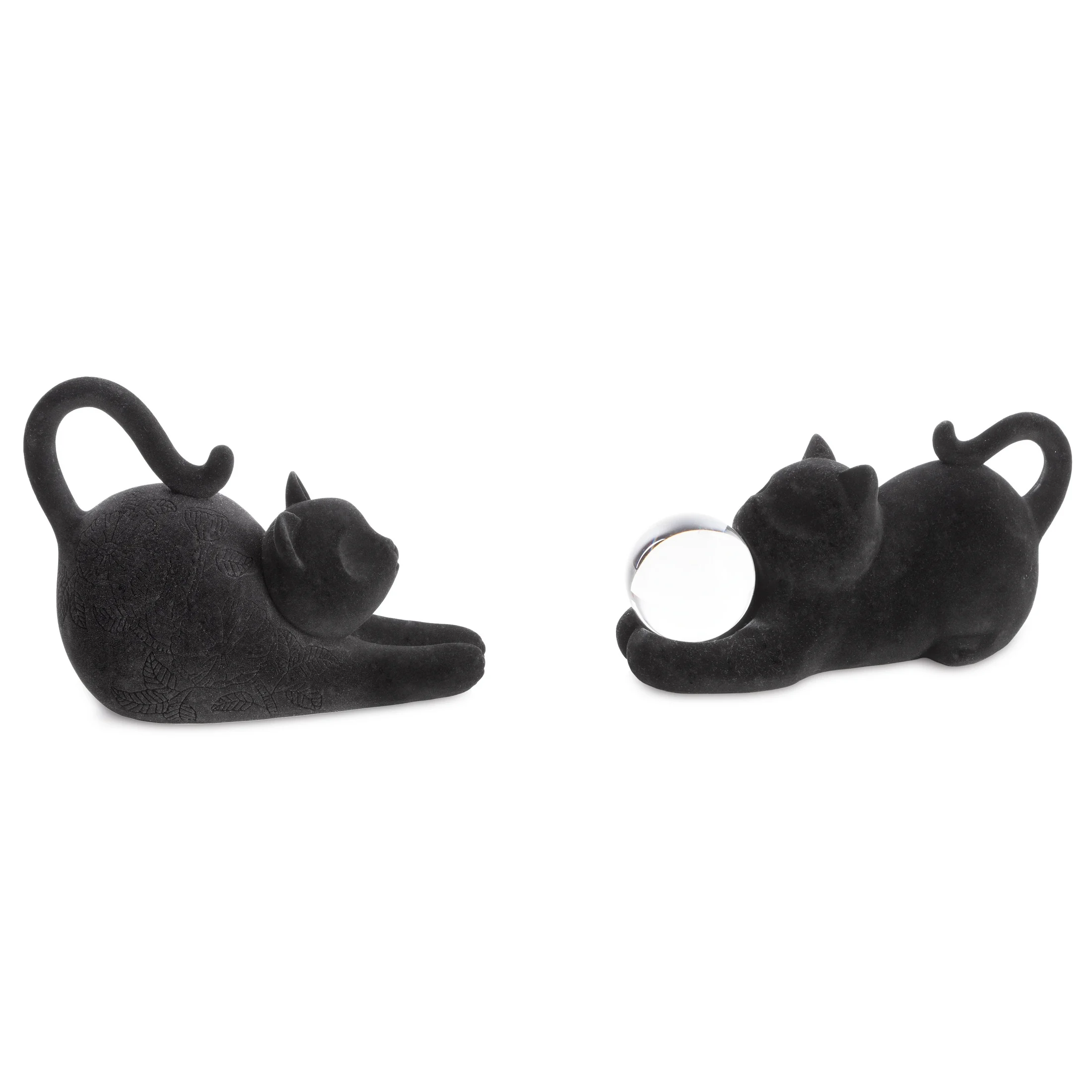 Figurka czarna kot z szklana kulą 26x11x12 cm MOLY