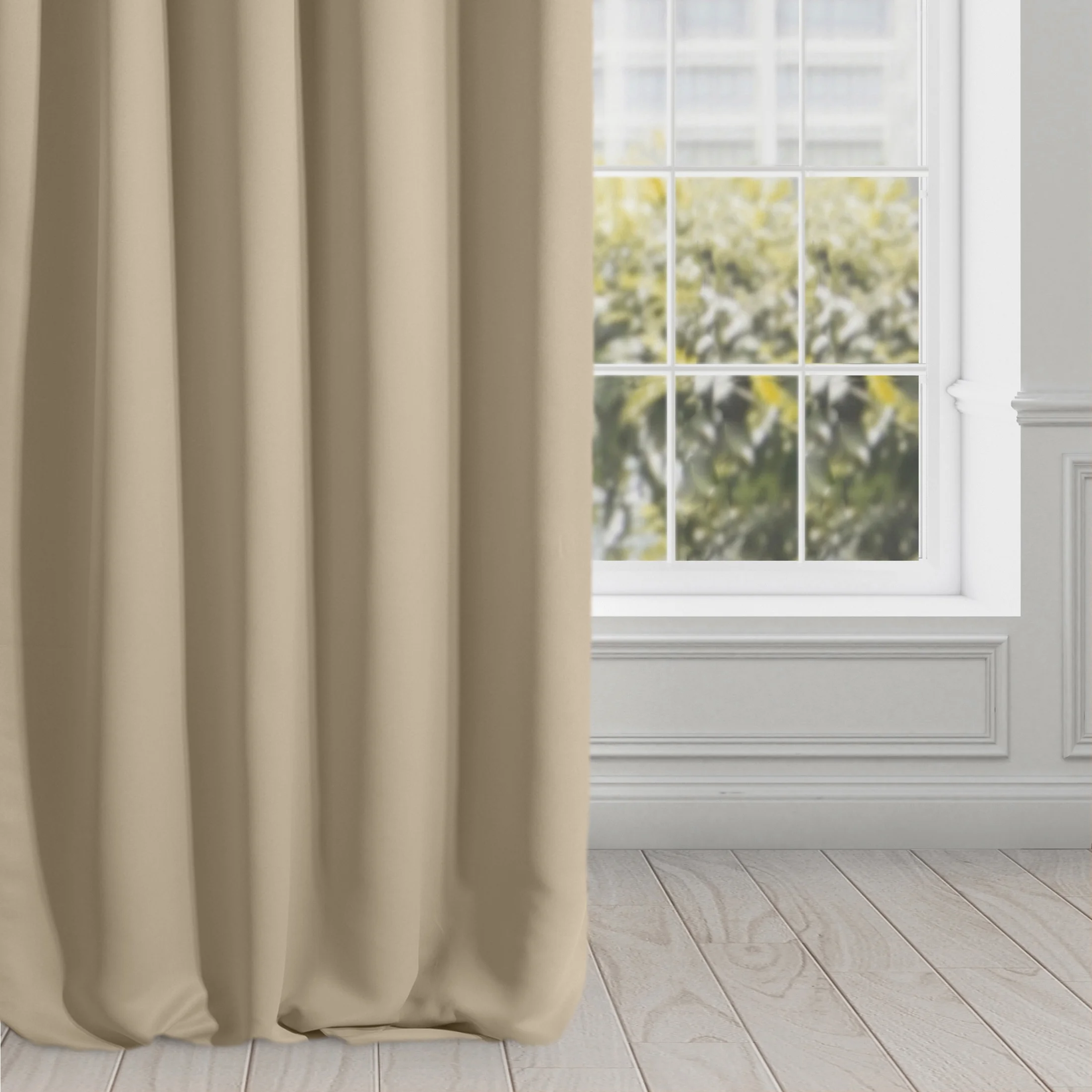 Zasłona beżowa matowa, zaciemniająca 140x270 cm taśma - TEO | 