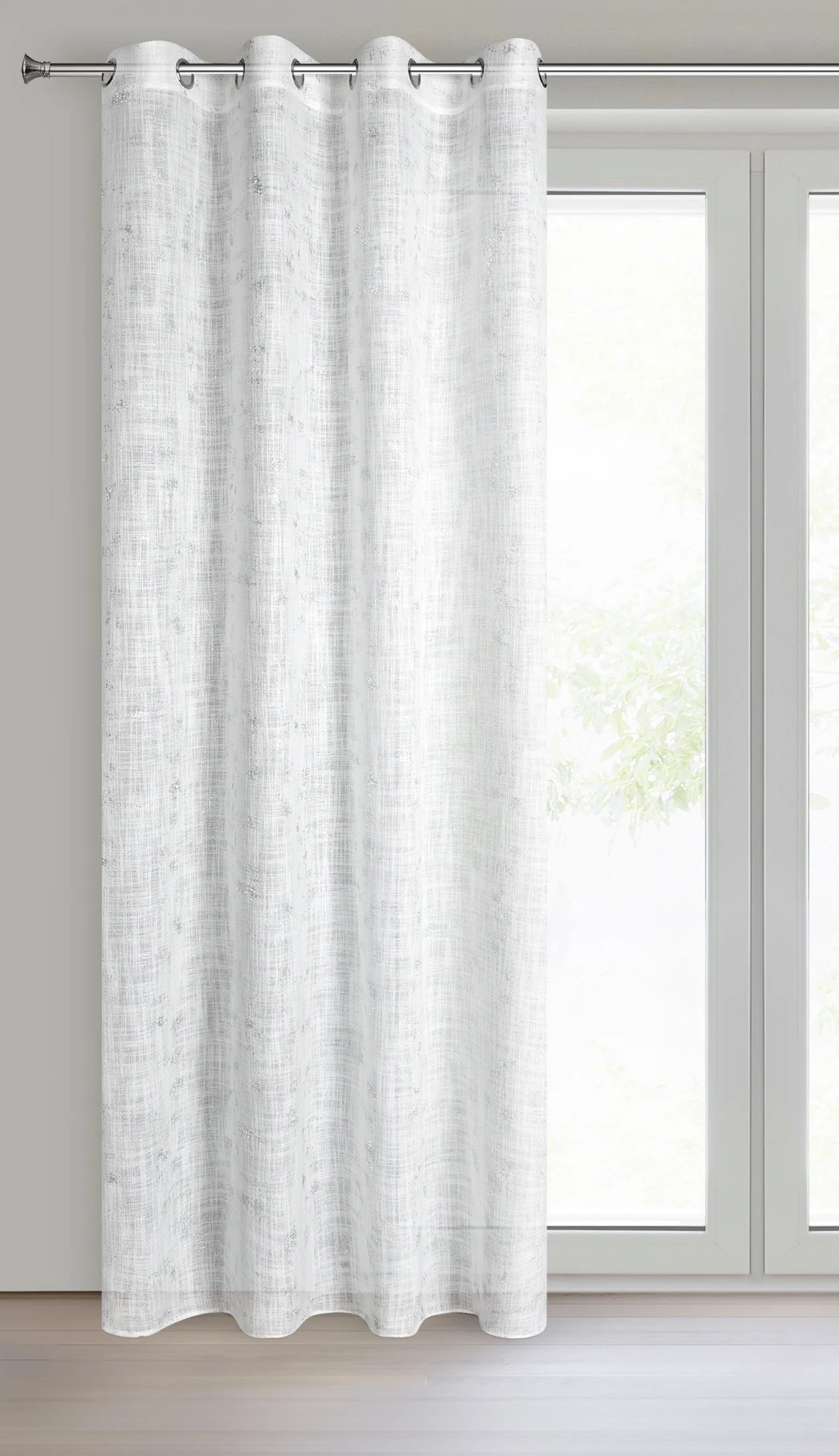 Zasłona kremowo, srebrzysta w stylu eko 140x250 cm przelotka - SOLANA