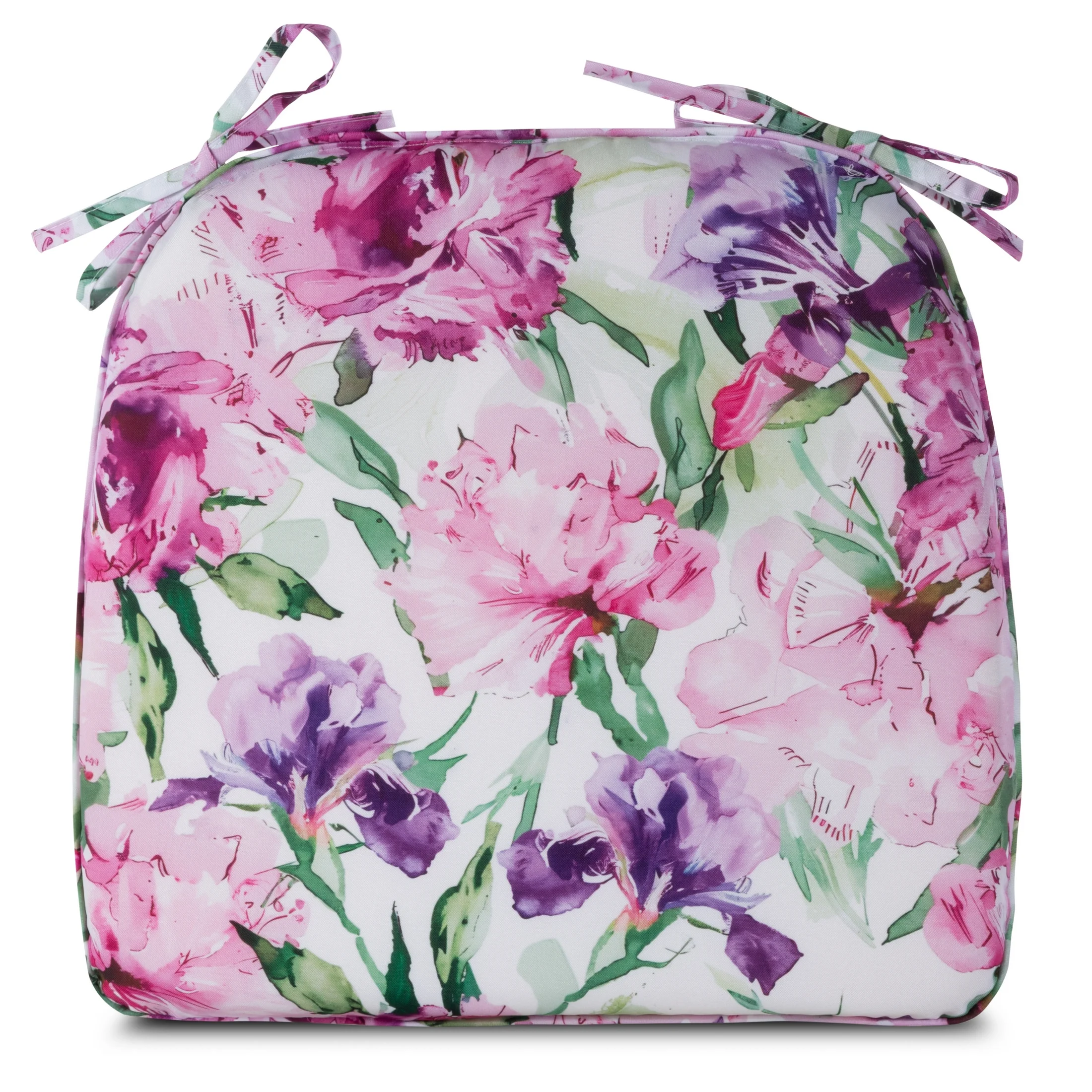 Poduszka na krzesło 40 x 38 x 4 cm wodoodporna różowo, fioletowa zdobione roślinnym wzorem GARDEN