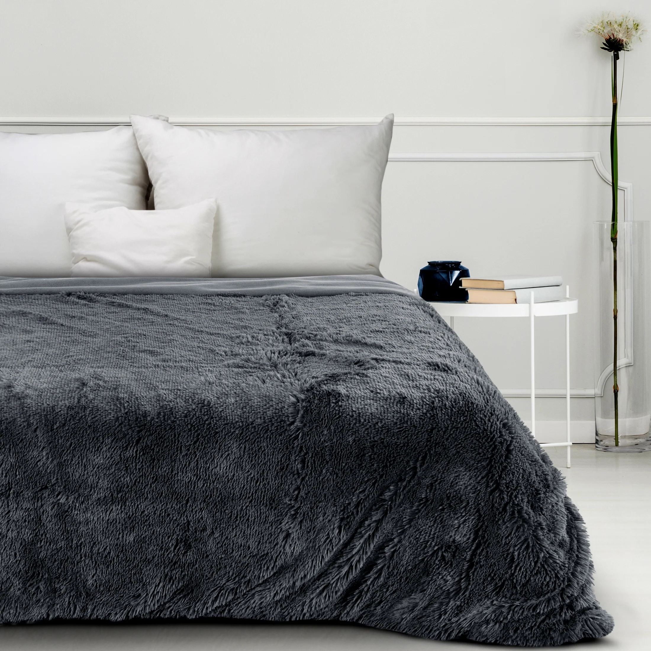 Koc o strukturze miękkiego futra 200x220 cm stalowy TIFANY 1 Design 91